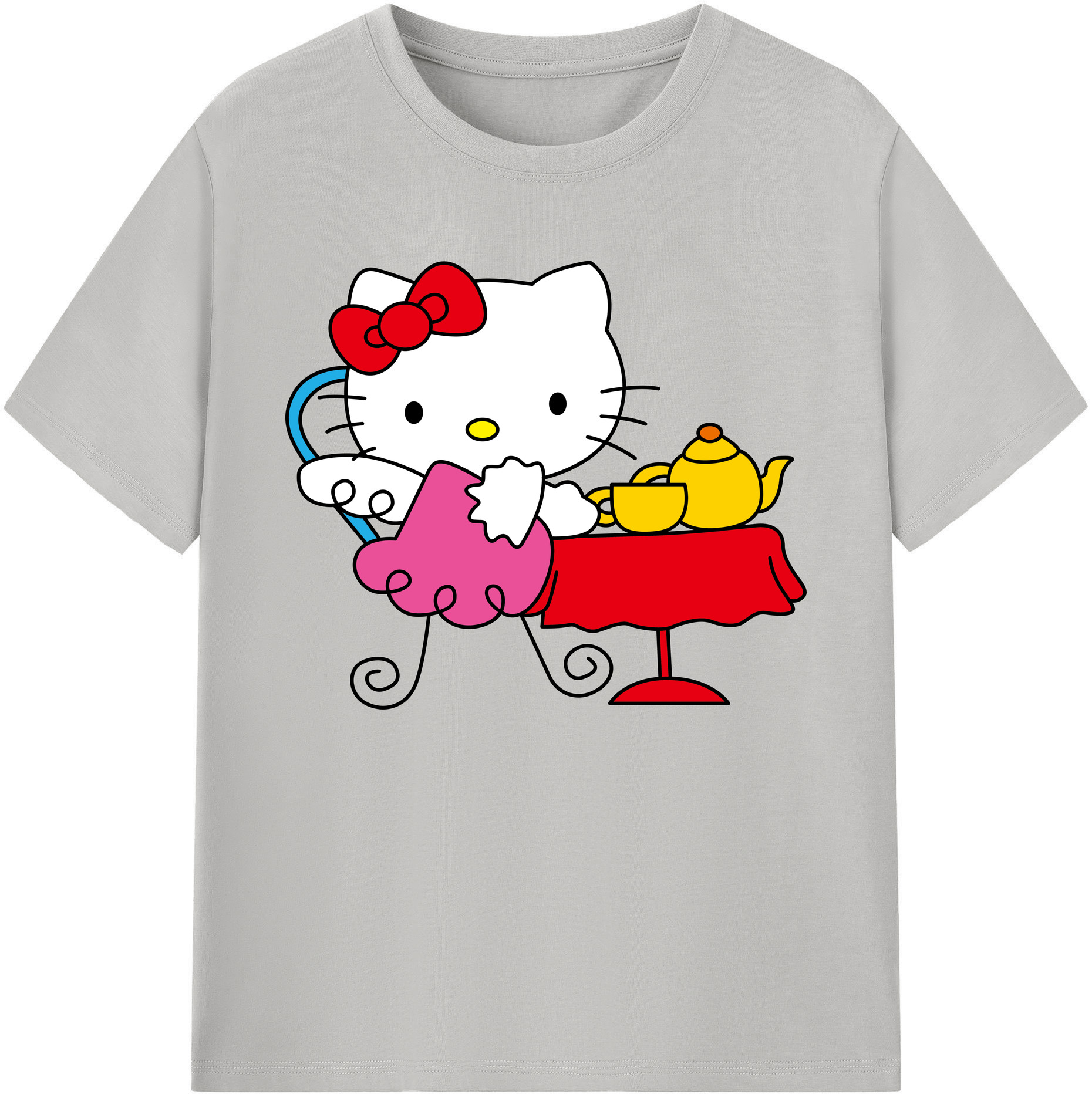（画像用） Hello Kitty ハローキティ 綿100％ メンズ半袖Tシャツ｜肌触りやわらか＆通気性
