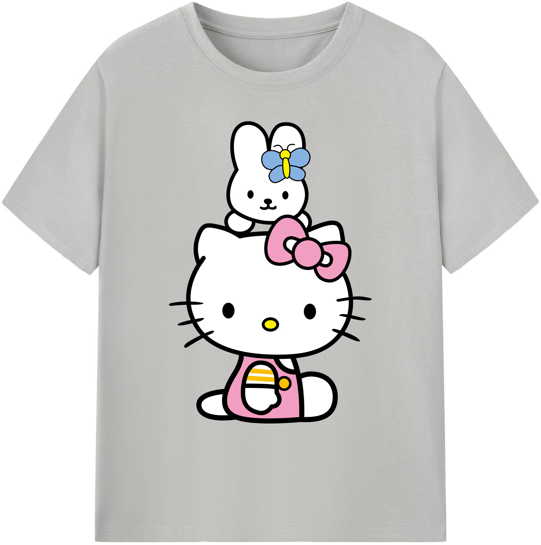 （画像用） Hello Kitty ハローキティ 綿100％ メンズ半袖Tシャツ｜肌触りやわらか＆通気性