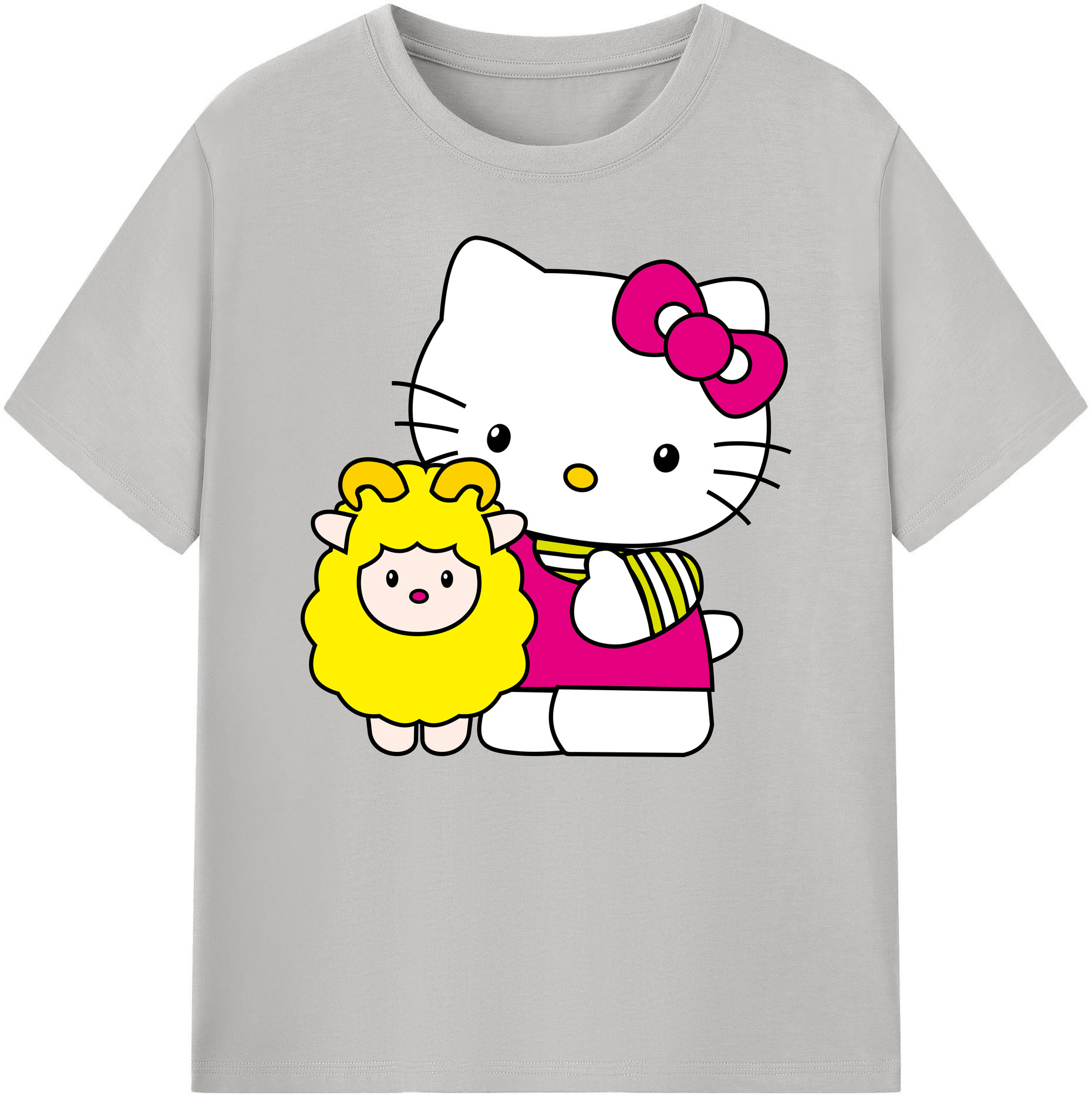 （画像用） Hello Kitty ハローキティ 綿100％ メンズ半袖Tシャツ｜肌触りやわらか＆通気性
