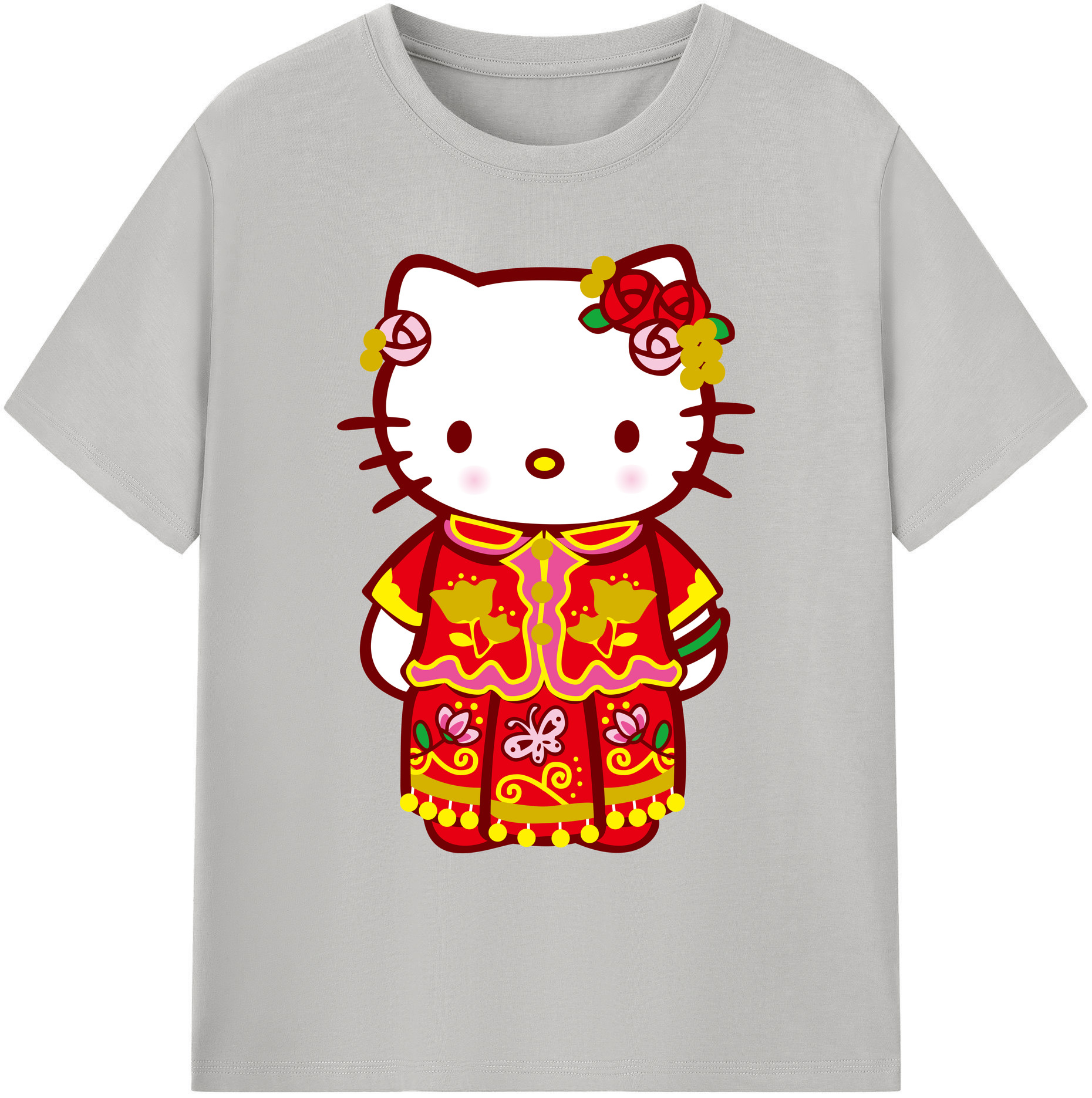 （画像用） Hello Kitty ハローキティ 綿100％ メンズ半袖Tシャツ｜肌触りやわらか＆通気性