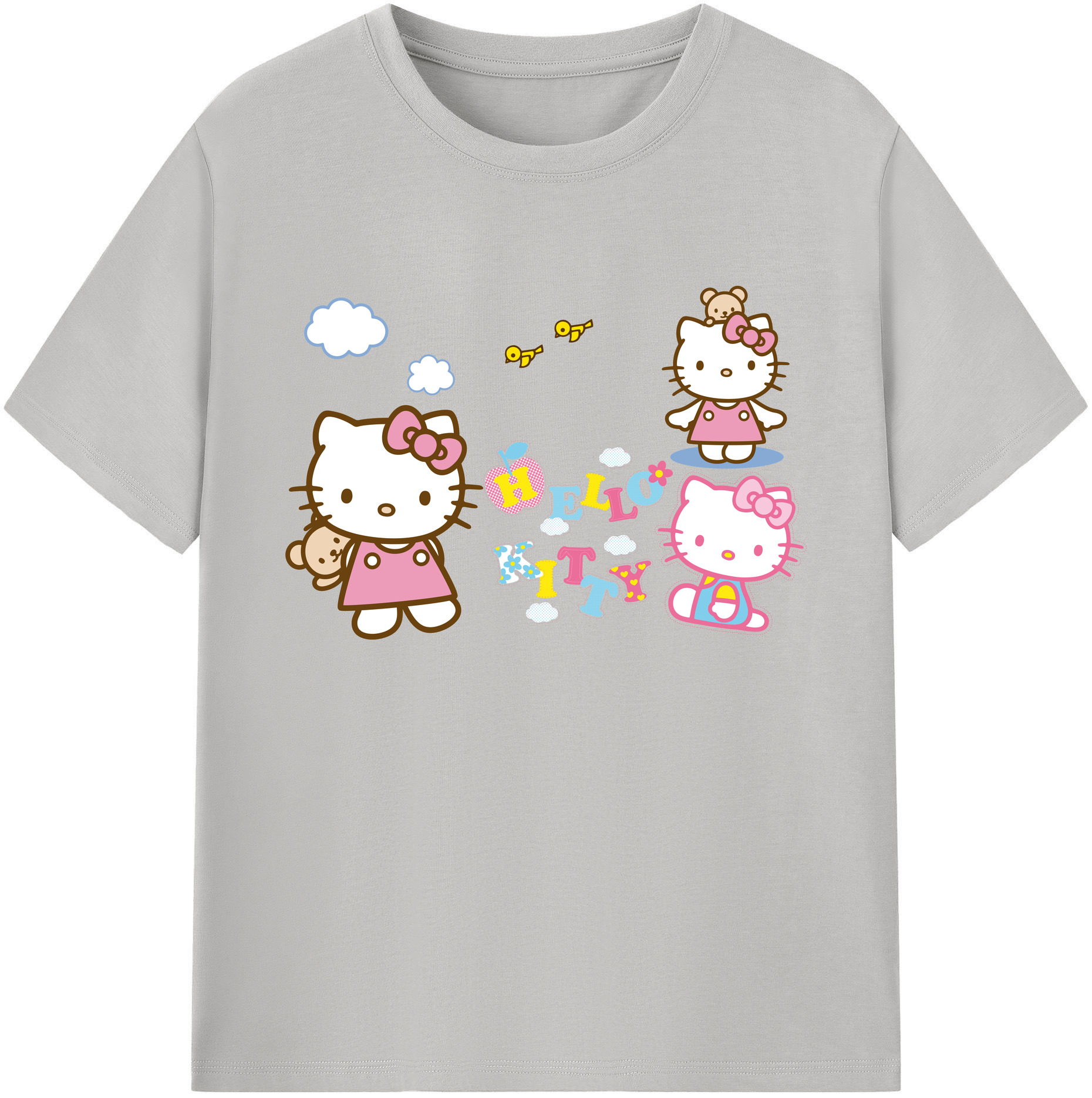 （画像用） Hello Kitty ハローキティ 綿100％ メンズ半袖Tシャツ｜肌触りやわらか＆通気性