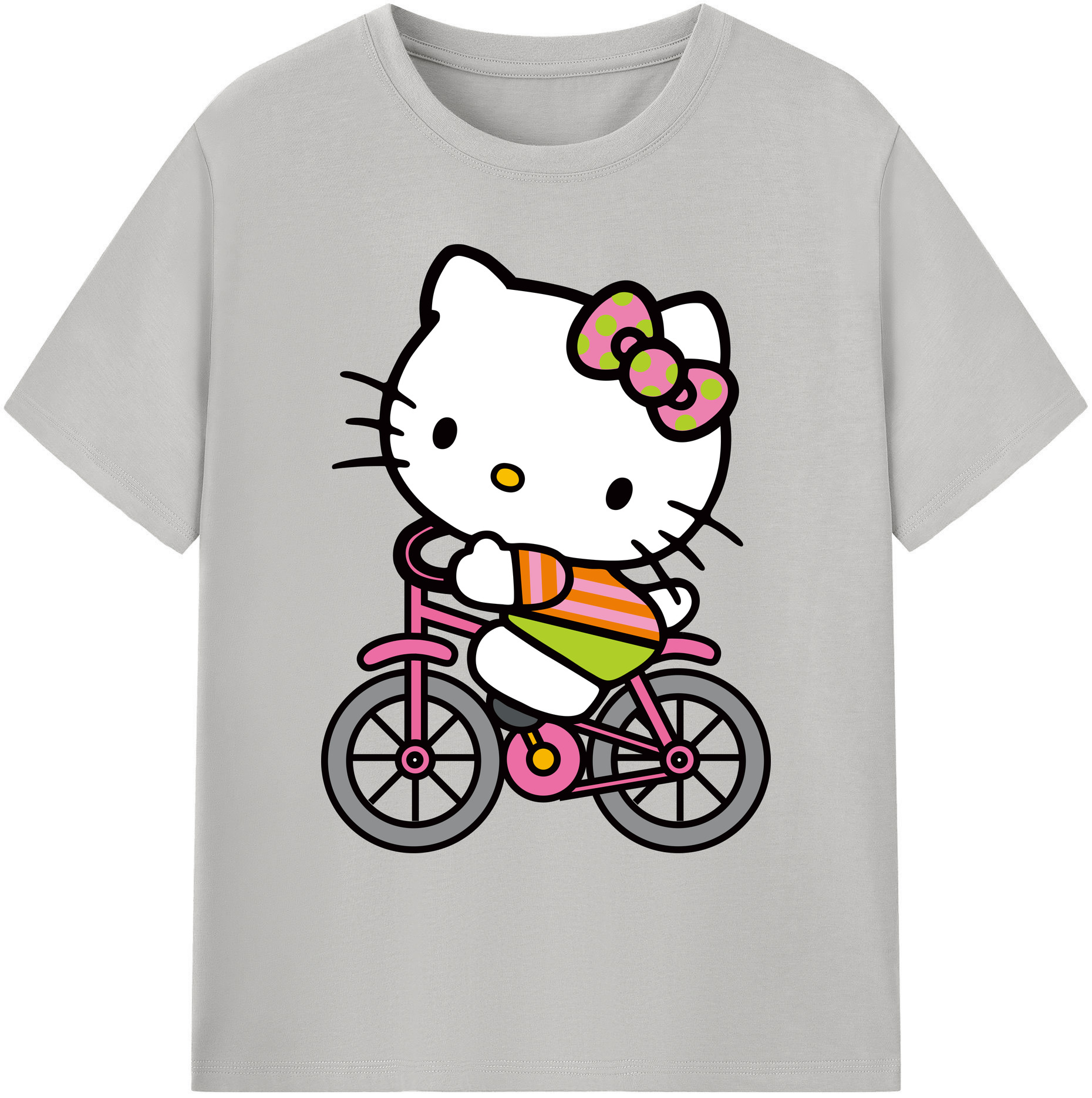 （画像用） Hello Kitty ハローキティ 綿100％ メンズ半袖Tシャツ｜肌触りやわらか＆通気性
