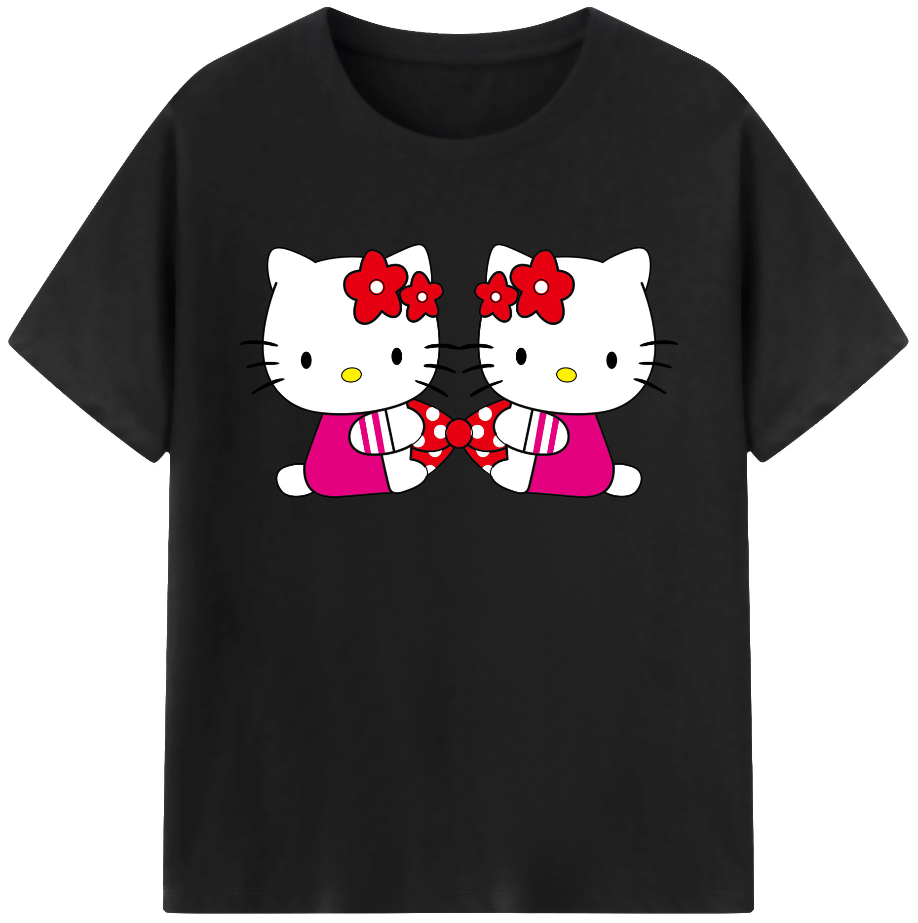 （画像用） Hello Kitty ハローキティ 綿100％ メンズ半袖Tシャツ｜肌触りやわらか＆通気性