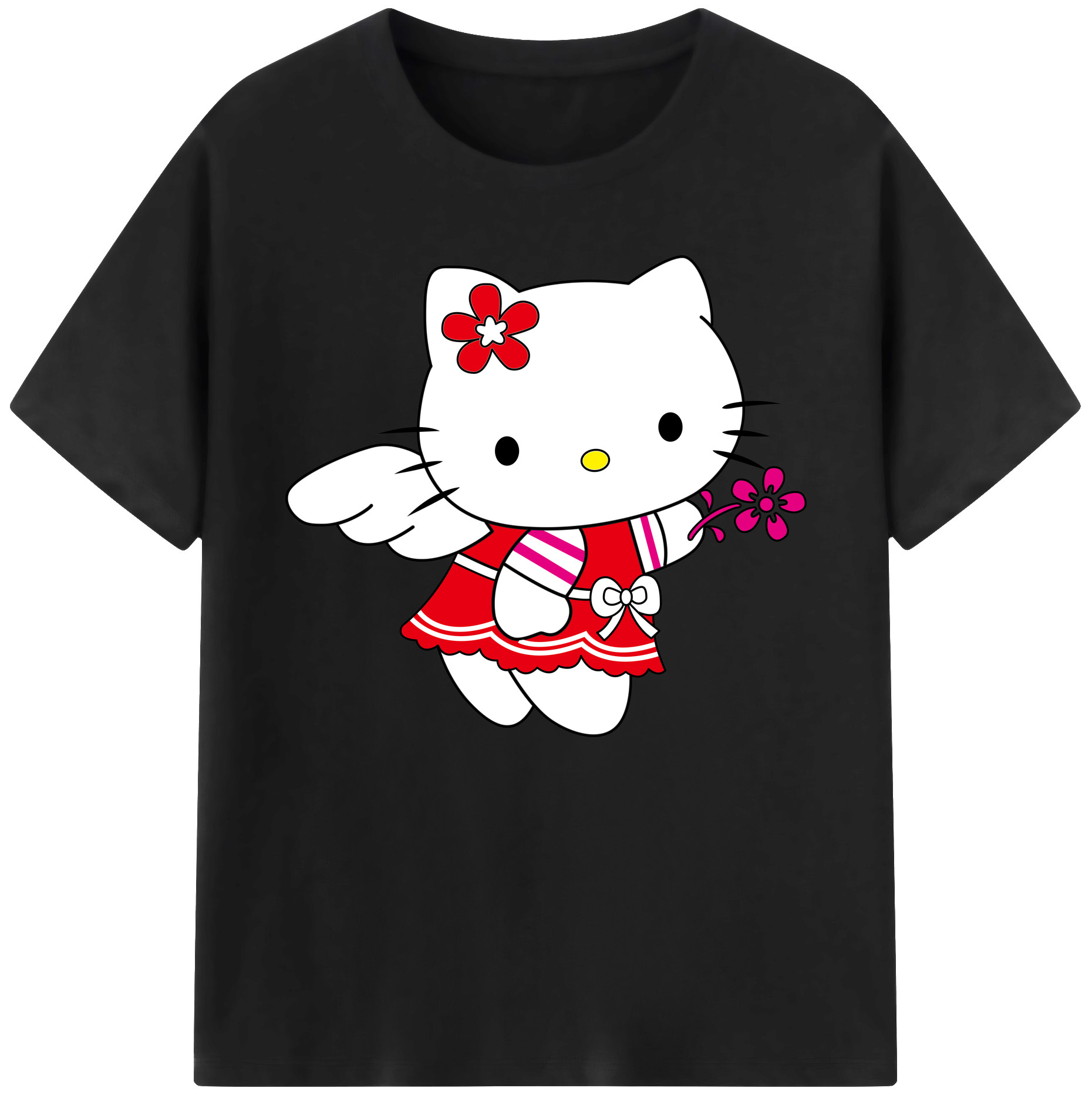 （画像用） Hello Kitty ハローキティ 綿100％ メンズ半袖Tシャツ｜肌触りやわらか＆通気性