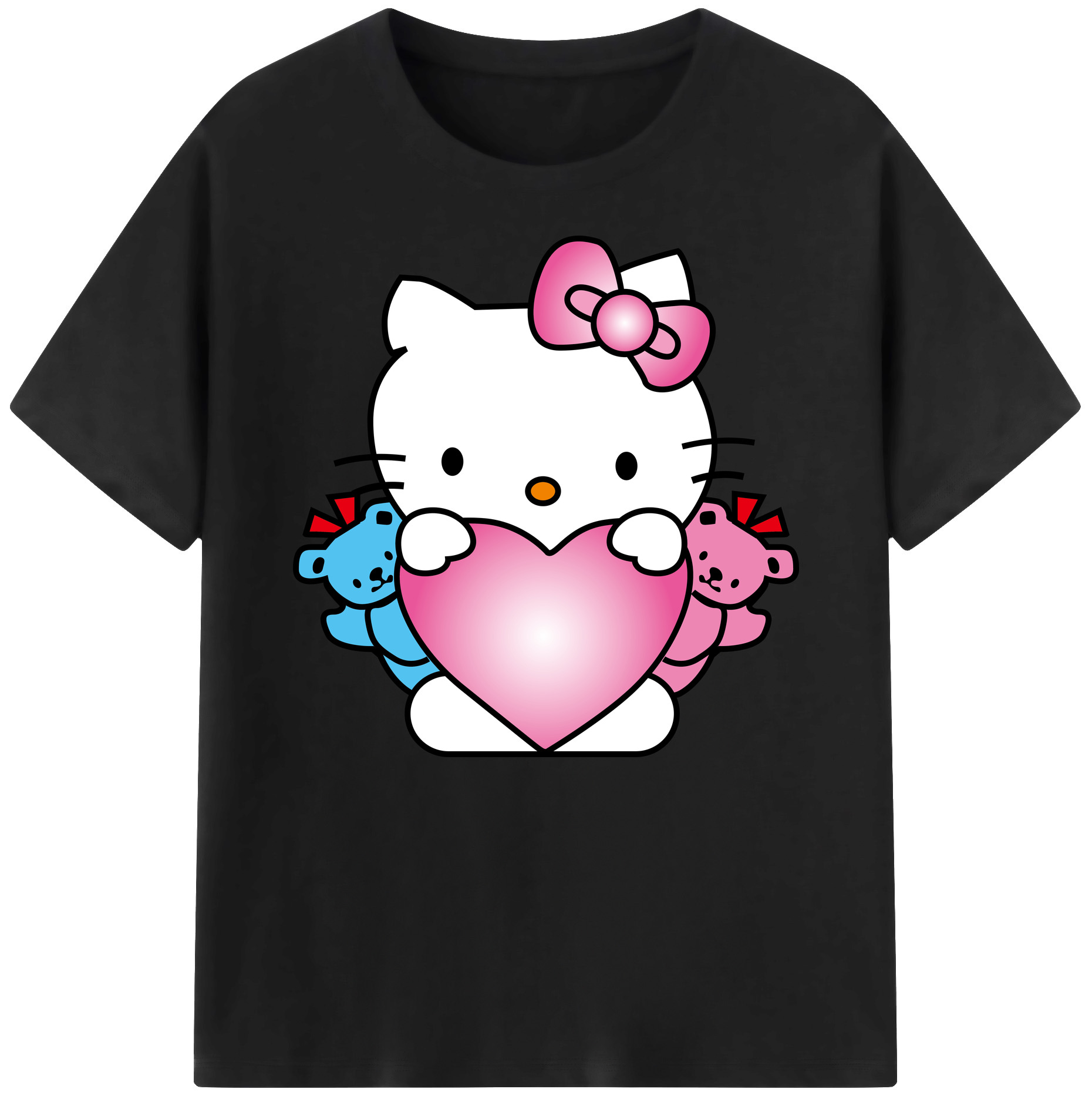 （画像用） Hello Kitty ハローキティ 綿100％ メンズ半袖Tシャツ｜肌触りやわらか＆通気性