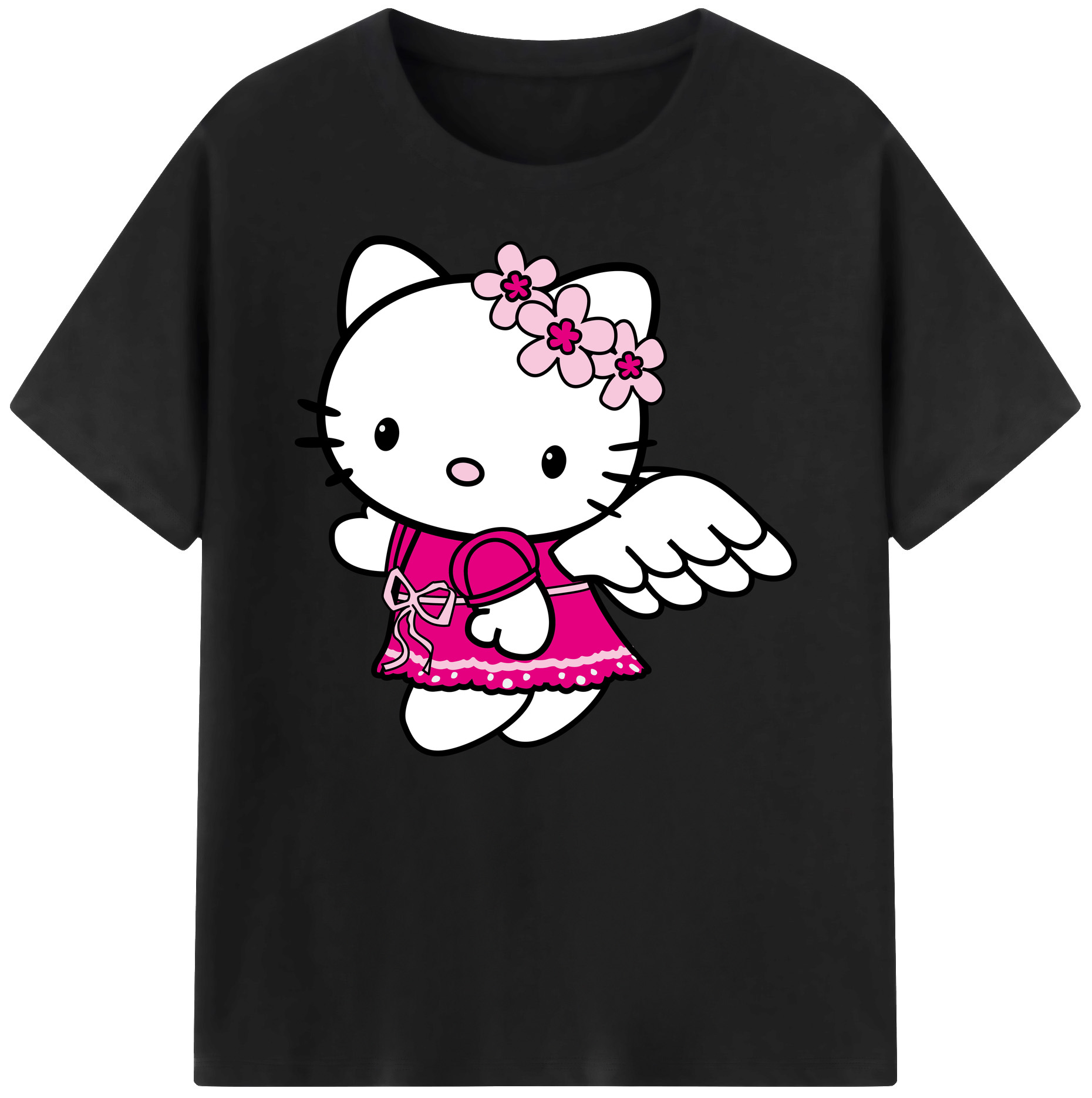 （画像用） Hello Kitty ハローキティ 綿100％ メンズ半袖Tシャツ｜肌触りやわらか＆通気性