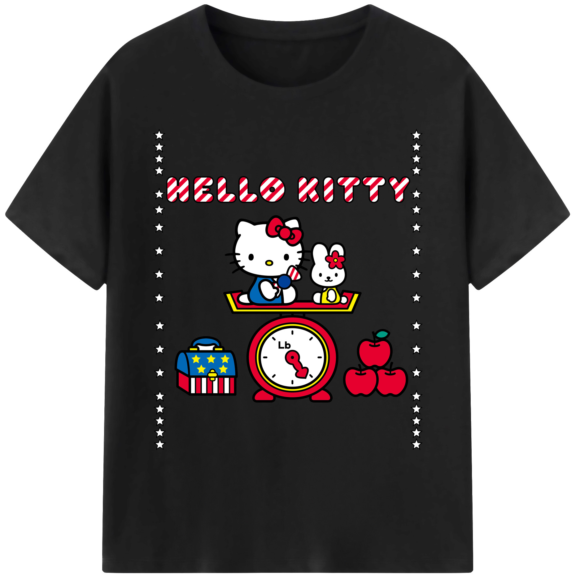 （画像用） Hello Kitty ハローキティ 綿100％ メンズ半袖Tシャツ｜肌触りやわらか＆通気性
