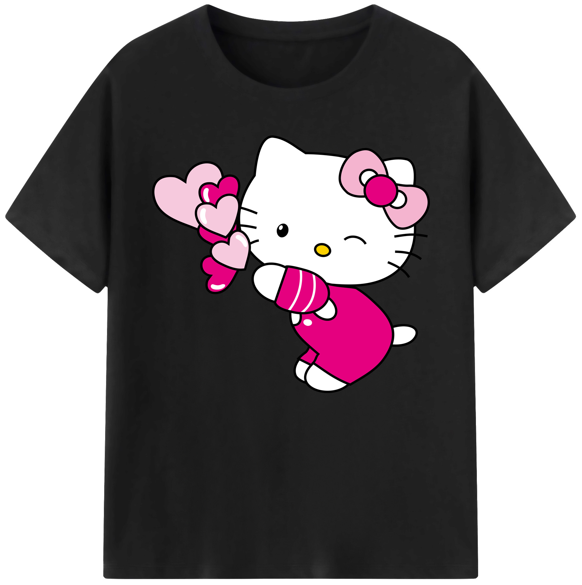 （画像用） Hello Kitty ハローキティ 綿100％ メンズ半袖Tシャツ｜肌触りやわらか＆通気性