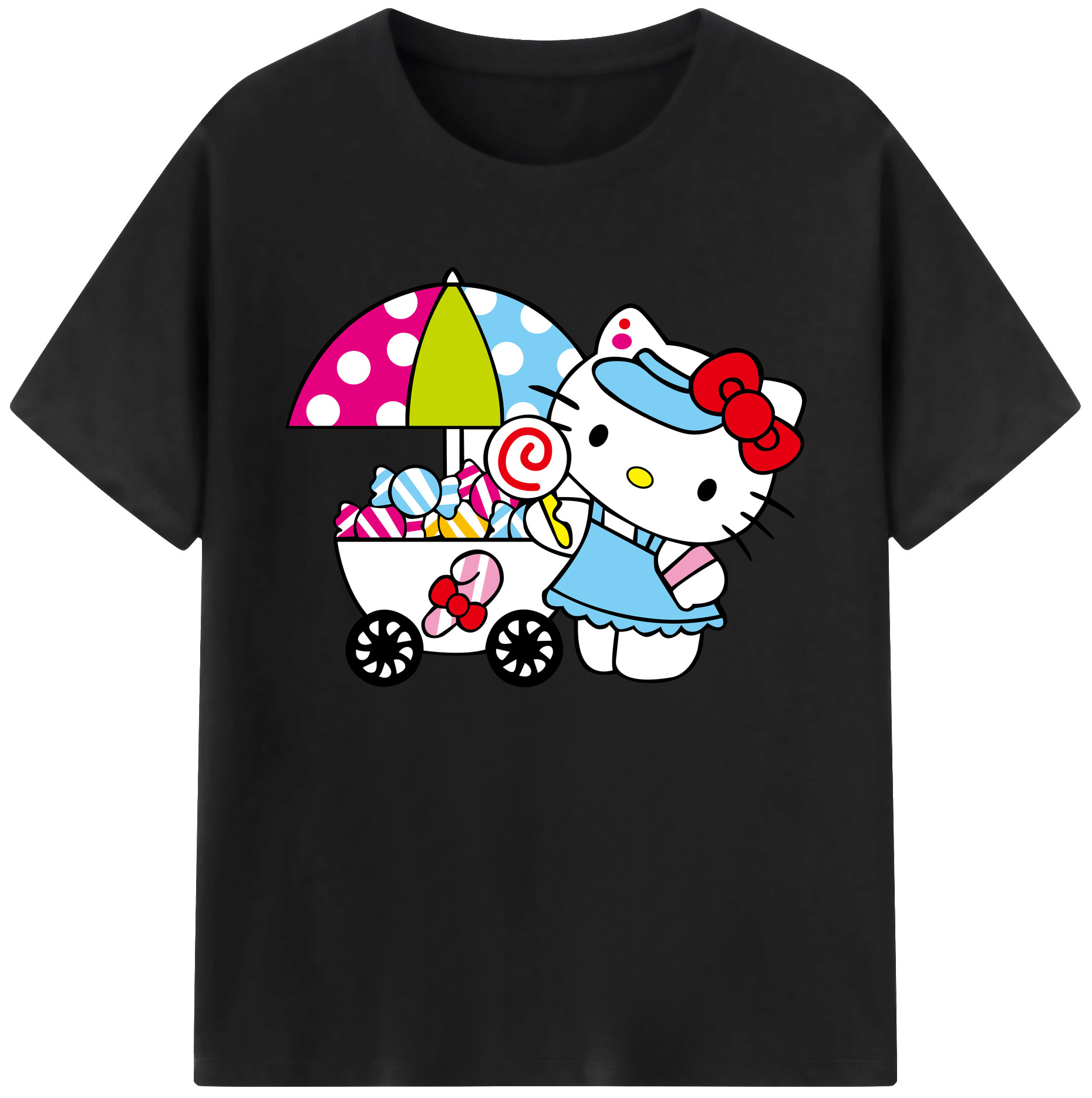 （画像用） Hello Kitty ハローキティ 綿100％ メンズ半袖Tシャツ｜肌触りやわらか＆通気性