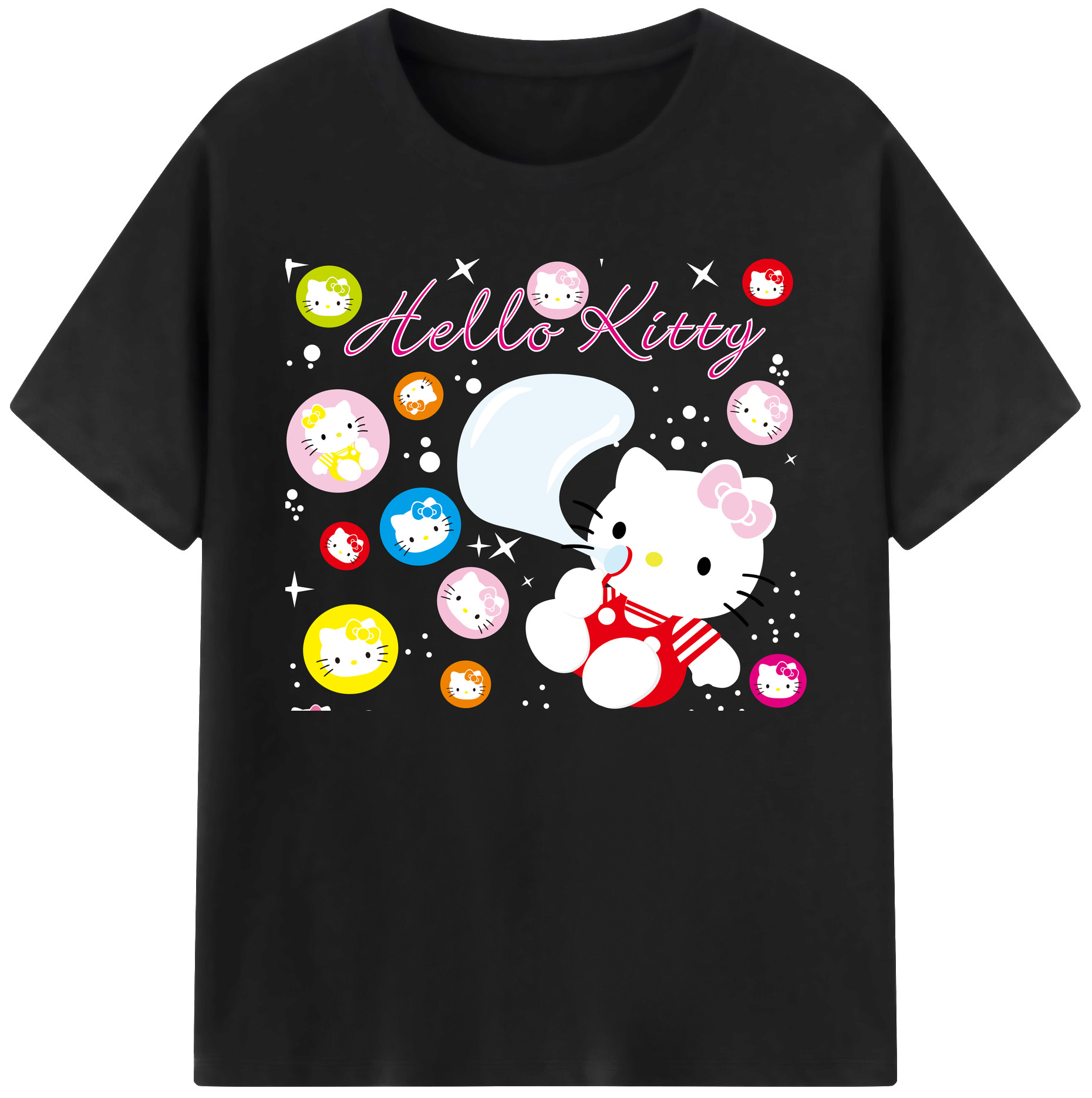 （画像用） Hello Kitty ハローキティ 綿100％ メンズ半袖Tシャツ｜肌触りやわらか＆通気性