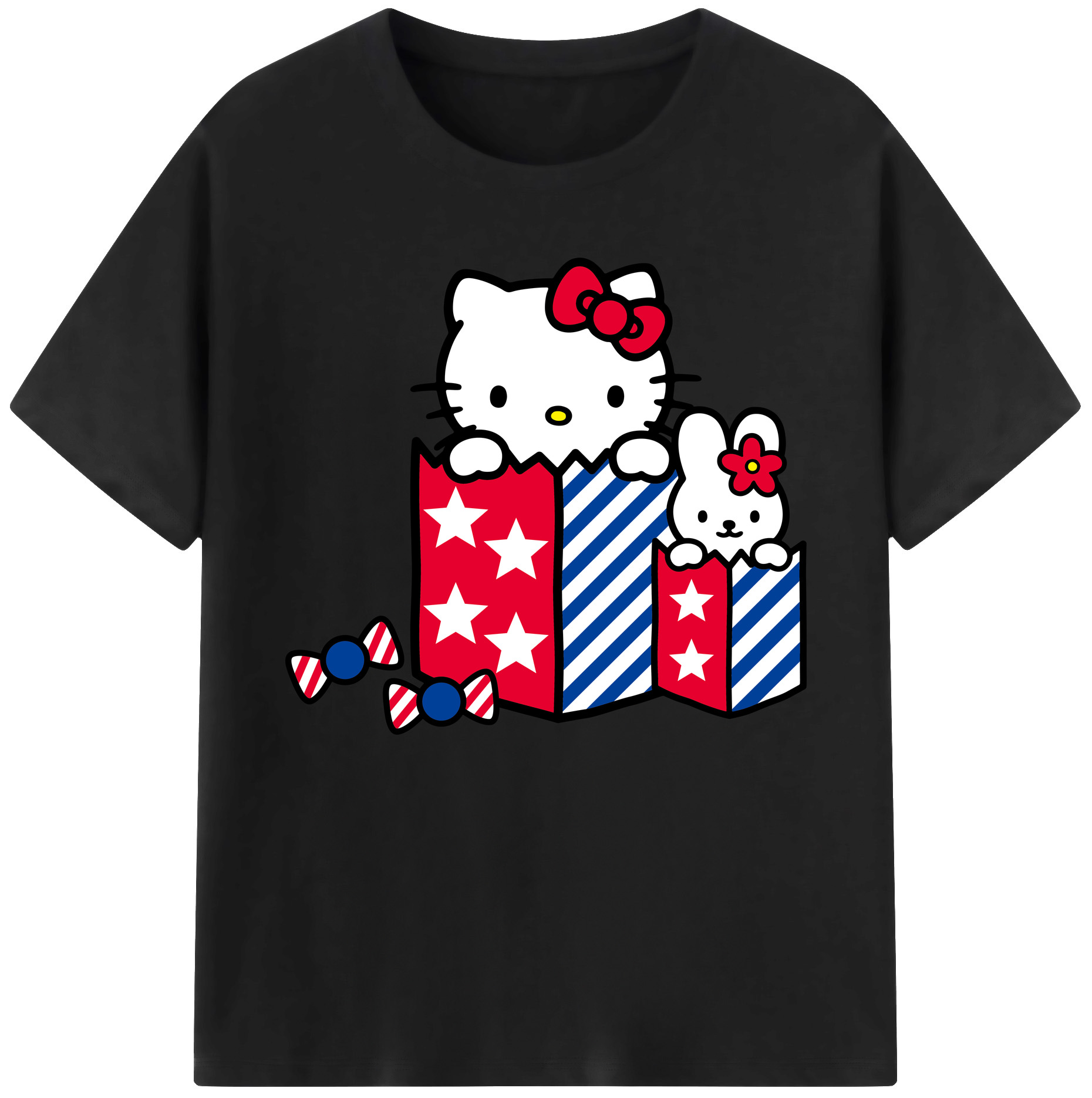 （画像用） Hello Kitty ハローキティ 綿100％ メンズ半袖Tシャツ｜肌触りやわらか＆通気性