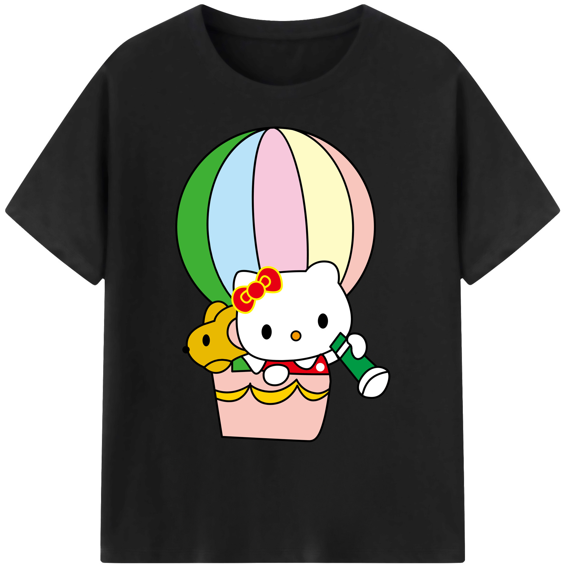 （画像用） Hello Kitty ハローキティ 綿100％ メンズ半袖Tシャツ｜肌触りやわらか＆通気性