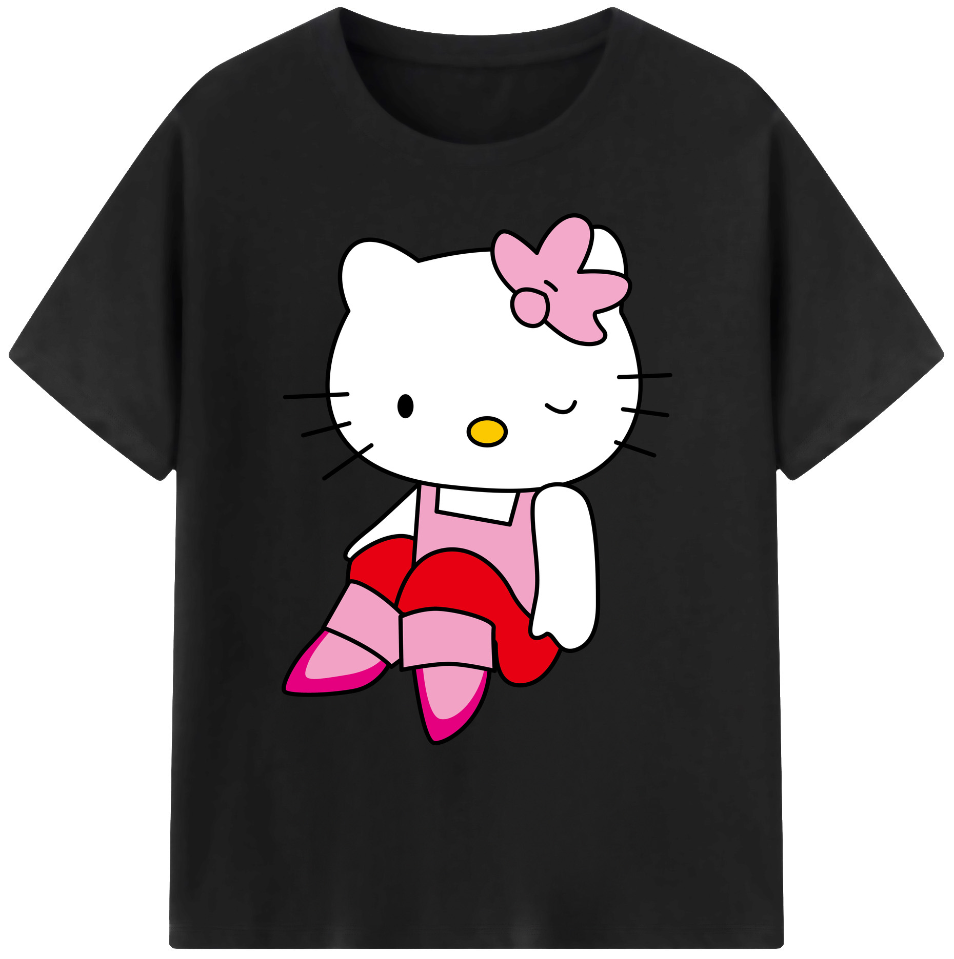 （画像用） Hello Kitty ハローキティ 綿100％ メンズ半袖Tシャツ｜肌触りやわらか＆通気性