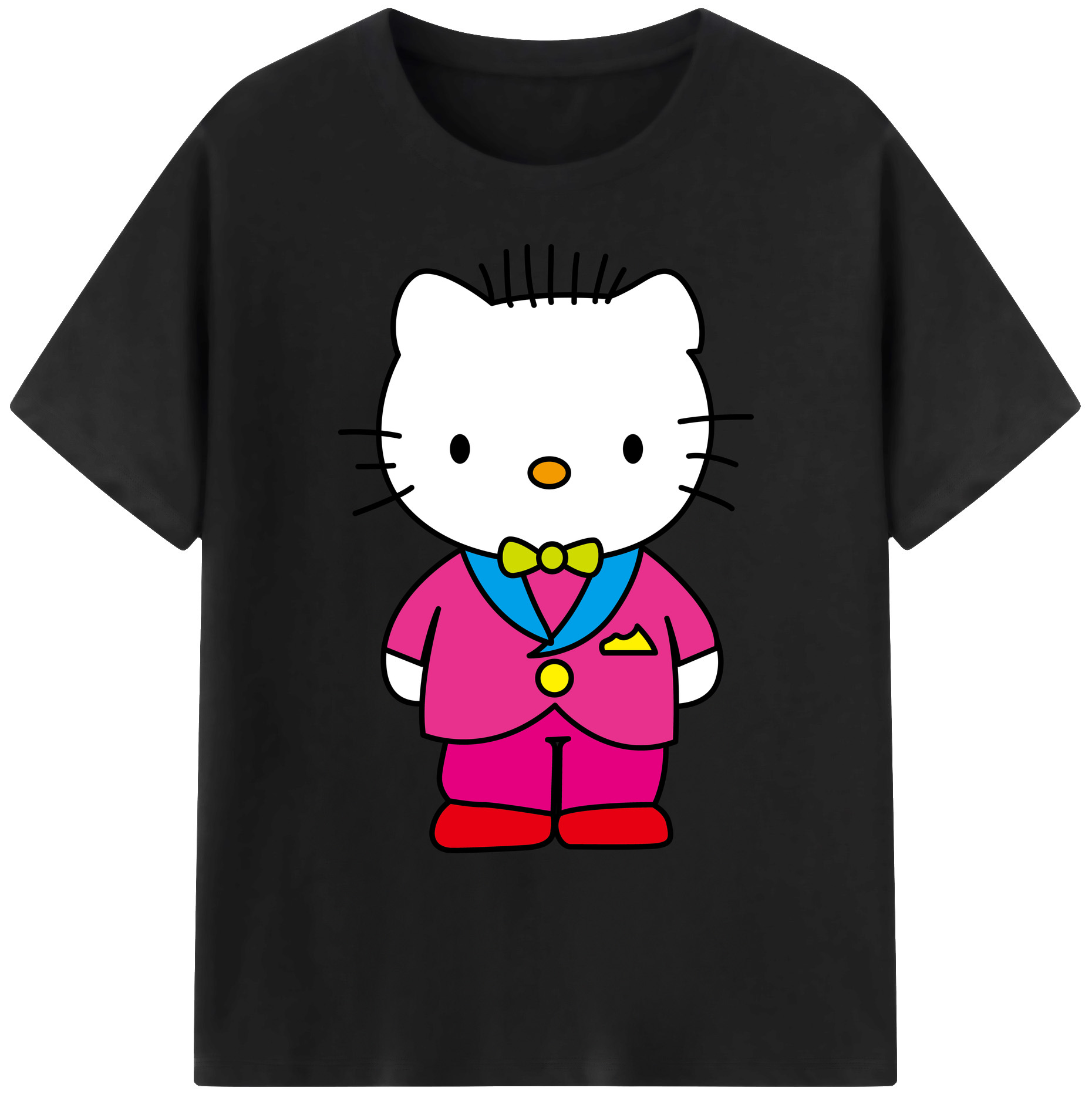 （画像用） Hello Kitty ハローキティ 綿100％ メンズ半袖Tシャツ｜肌触りやわらか＆通気性