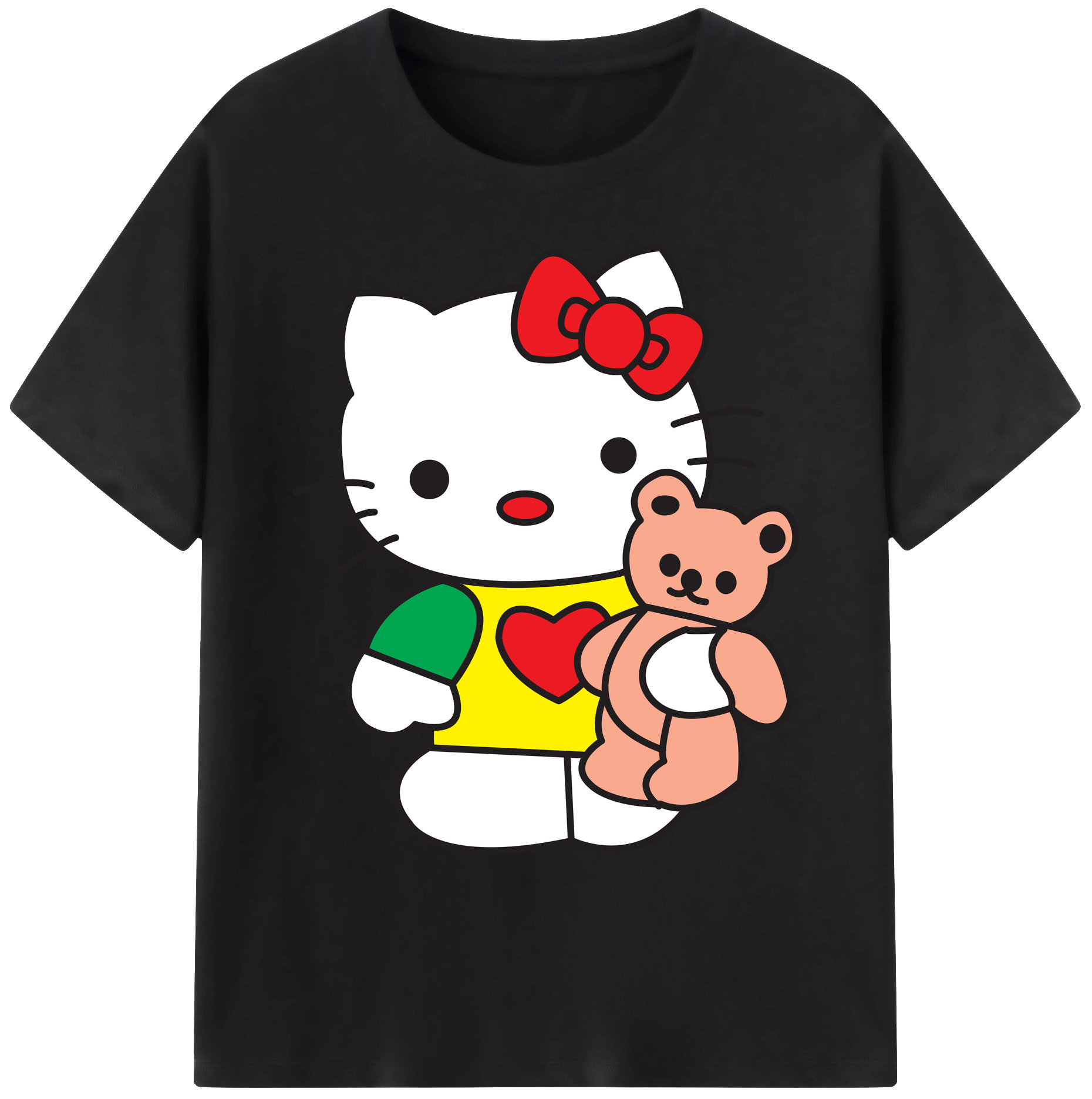 （画像用） Hello Kitty ハローキティ 綿100％ メンズ半袖Tシャツ｜肌触りやわらか＆通気性
