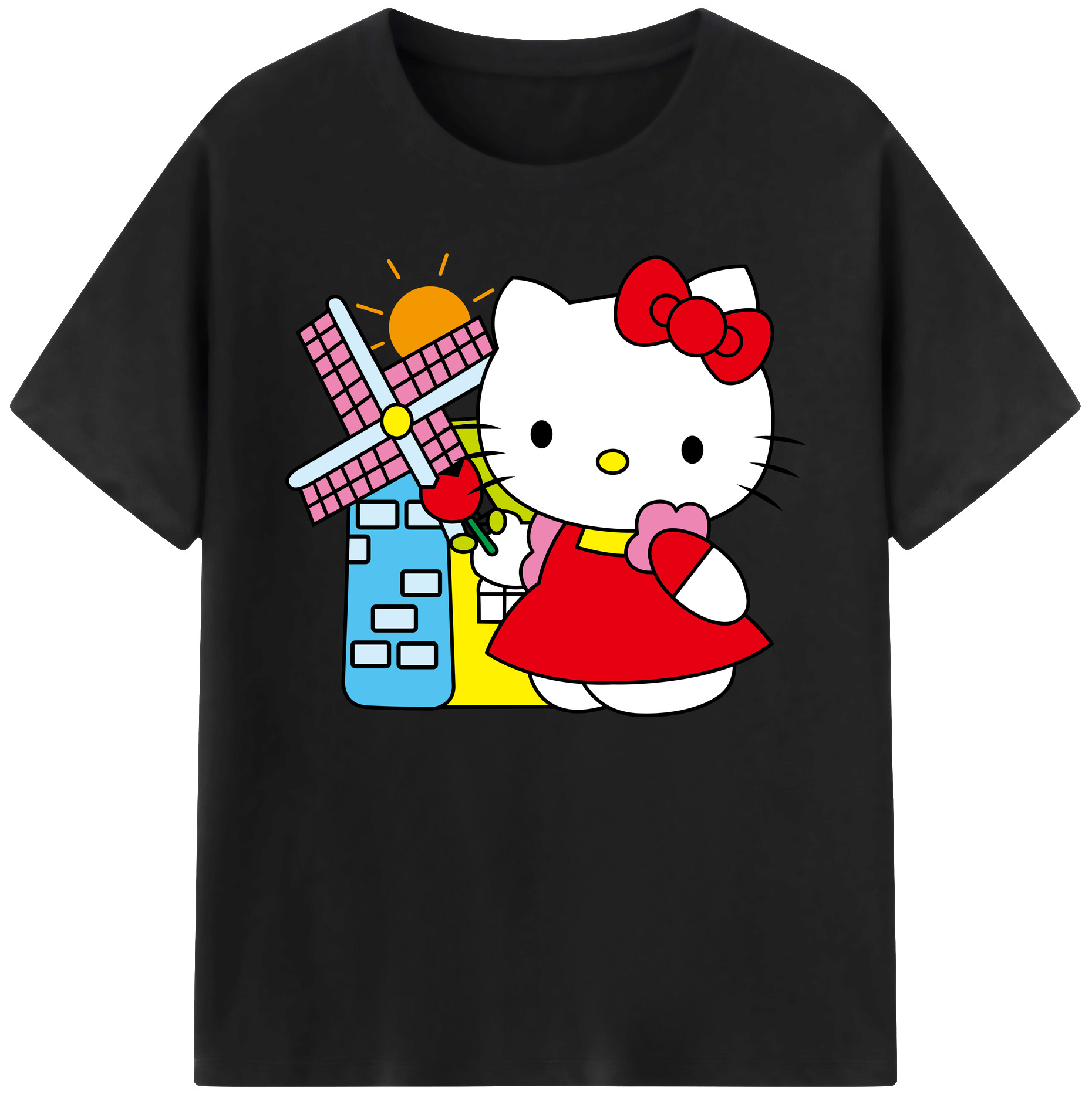 （画像用） Hello Kitty ハローキティ 綿100％ メンズ半袖Tシャツ｜肌触りやわらか＆通気性