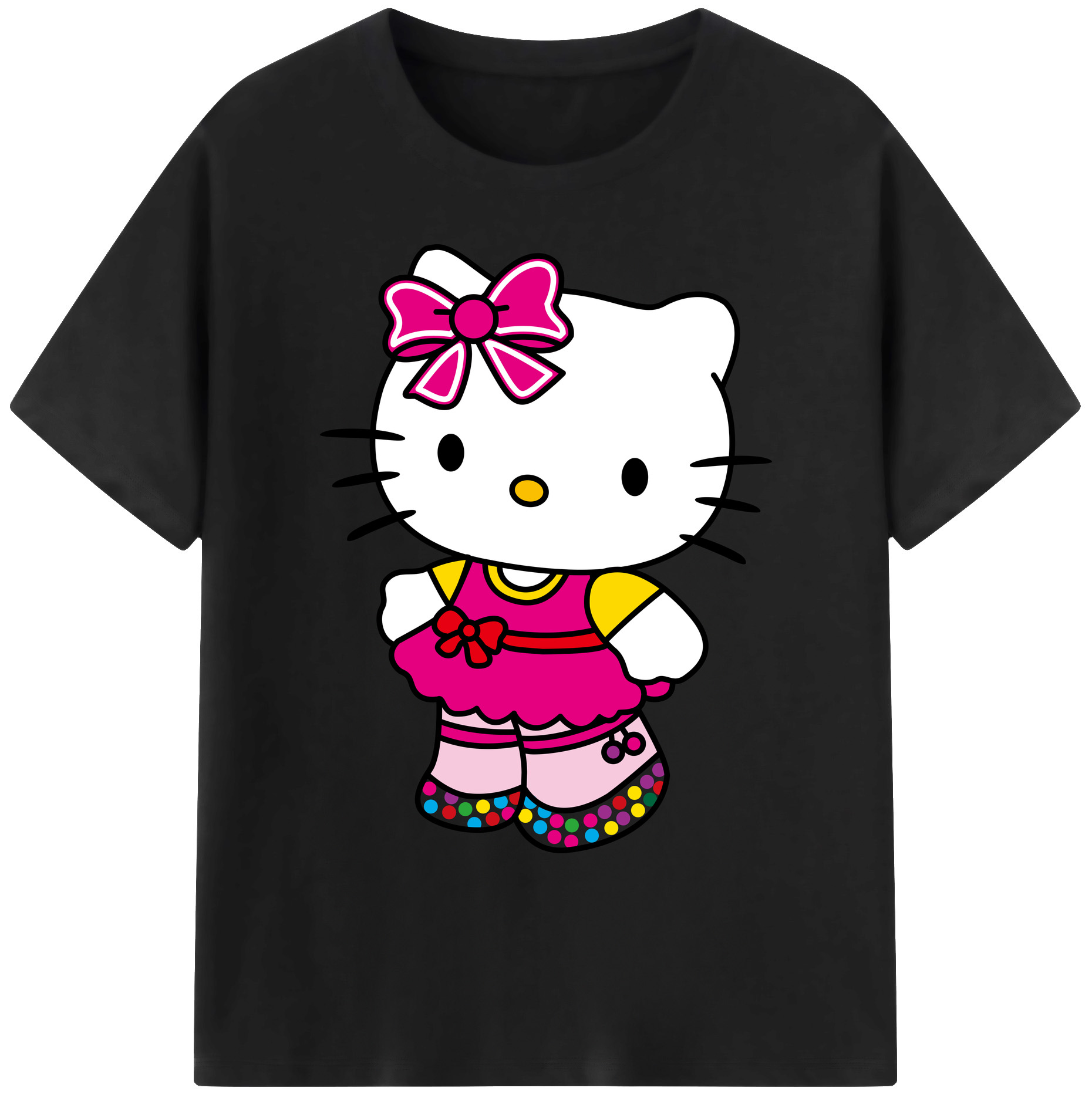 （画像用） Hello Kitty ハローキティ 綿100％ メンズ半袖Tシャツ｜肌触りやわらか＆通気性
