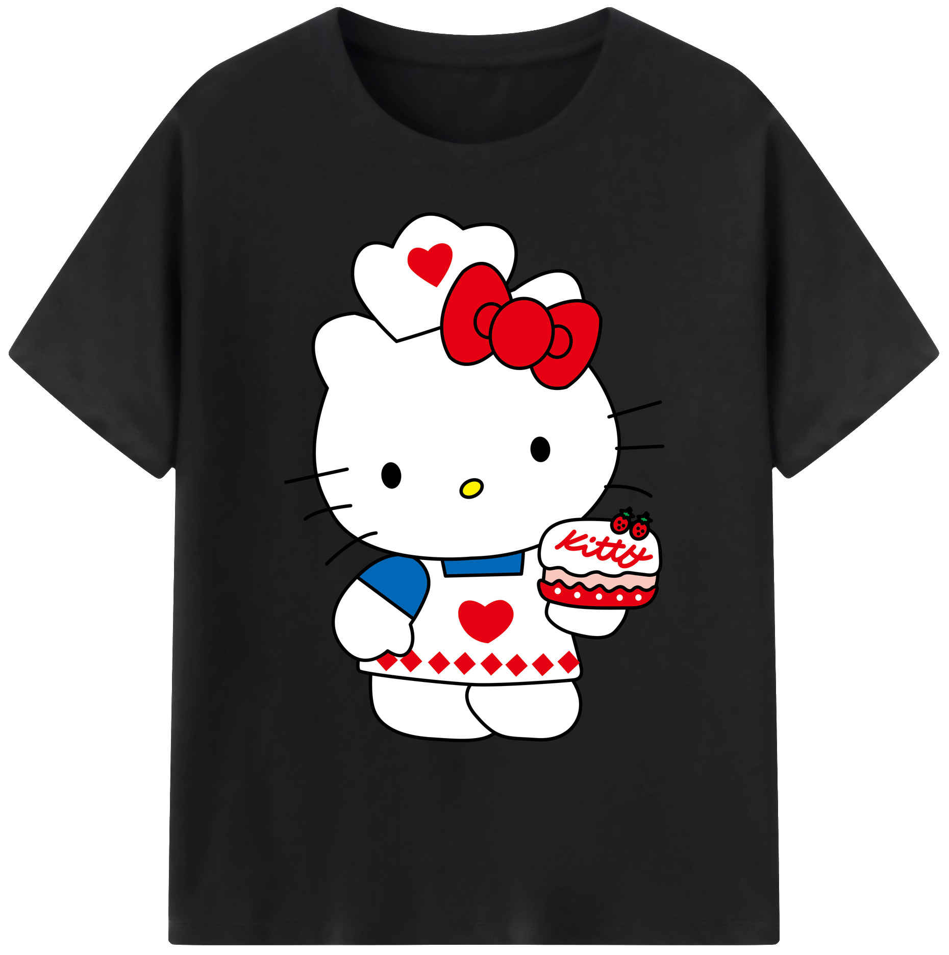（画像用） Hello Kitty ハローキティ 綿100％ メンズ半袖Tシャツ｜肌触りやわらか＆通気性