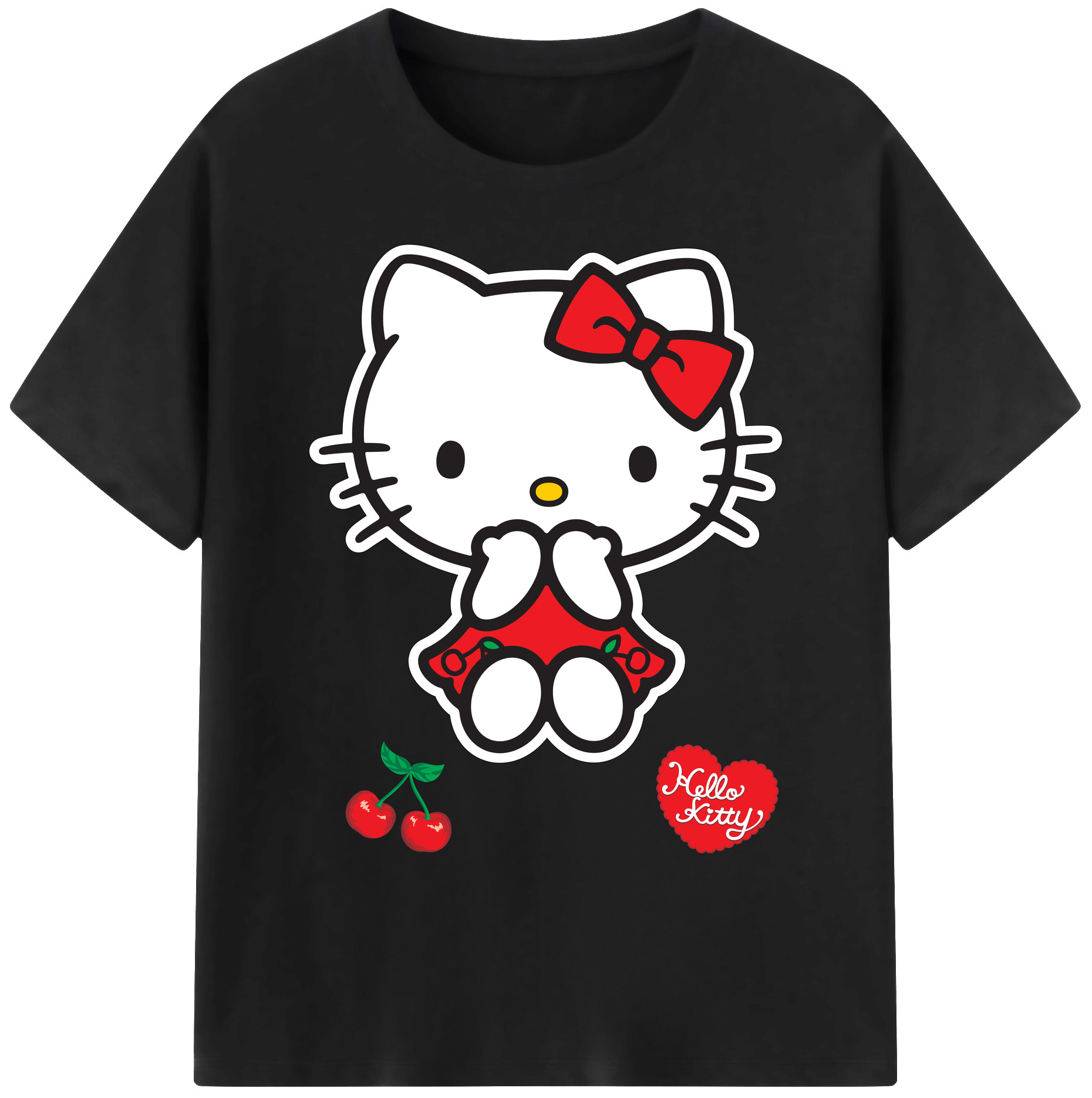 （画像用） Hello Kitty ハローキティ 綿100％ メンズ半袖Tシャツ｜肌触りやわらか＆通気性