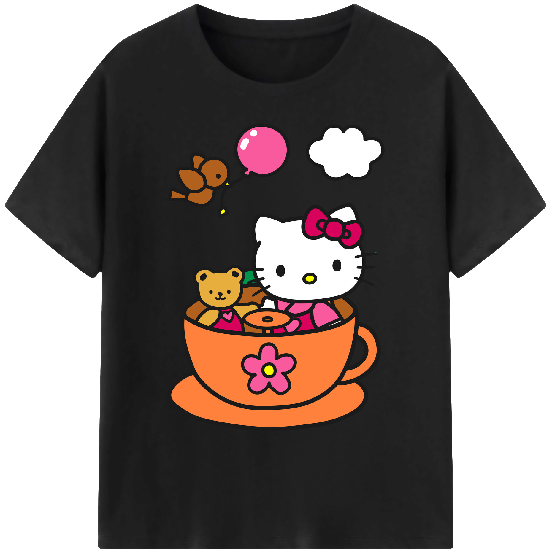 （画像用） Hello Kitty ハローキティ 綿100％ メンズ半袖Tシャツ｜肌触りやわらか＆通気性