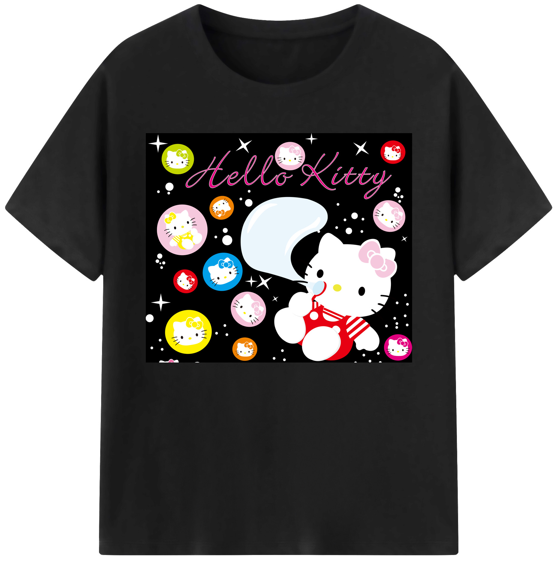 （画像用） Hello Kitty ハローキティ 綿100％ メンズ半袖Tシャツ｜肌触りやわらか＆通気性