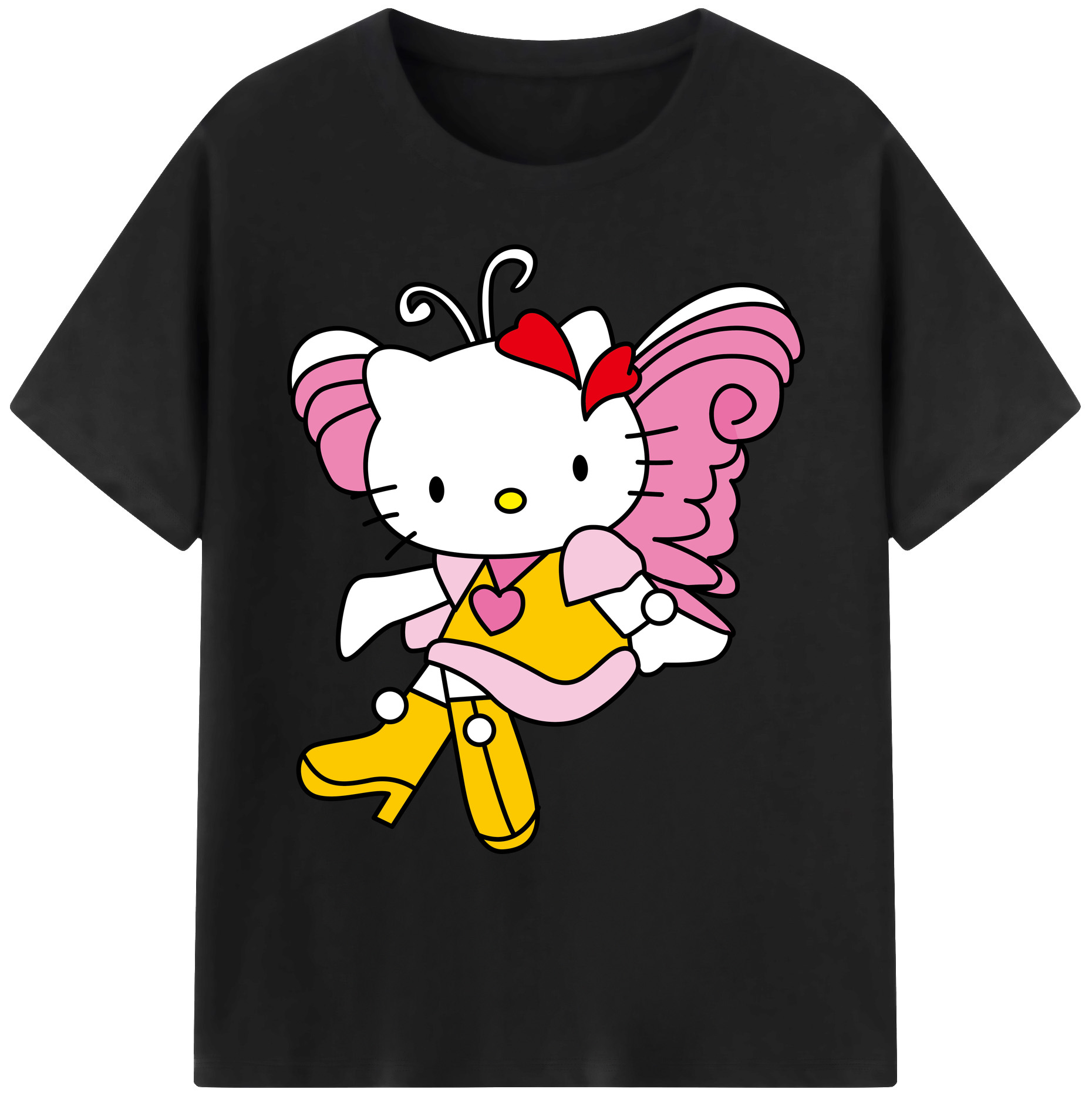 （画像用） Hello Kitty ハローキティ 綿100％ メンズ半袖Tシャツ｜肌触りやわらか＆通気性