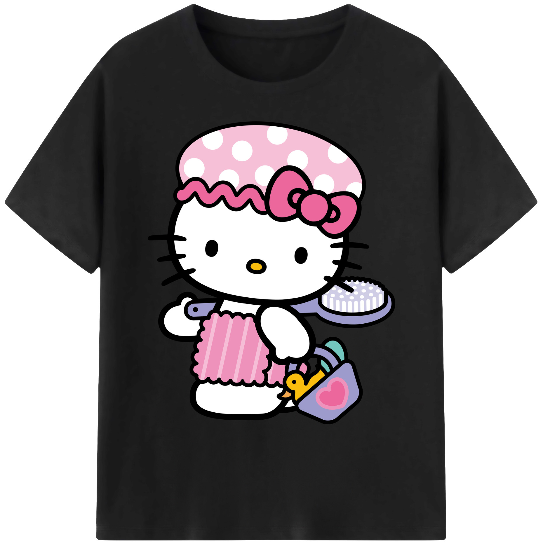 （画像用） Hello Kitty ハローキティ 綿100％ メンズ半袖Tシャツ｜肌触りやわらか＆通気性