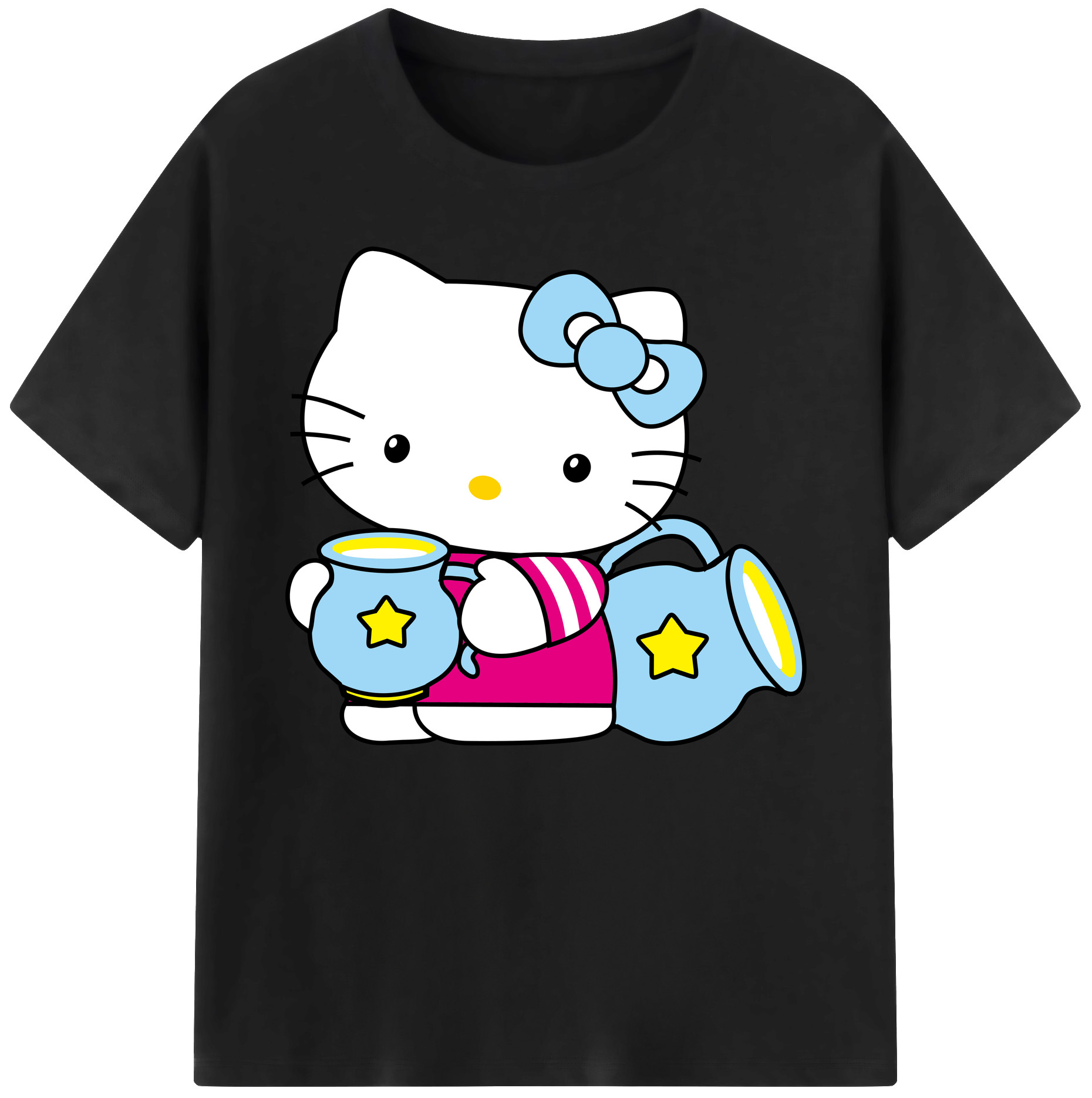 （画像用） Hello Kitty ハローキティ 綿100％ メンズ半袖Tシャツ｜肌触りやわらか＆通気性