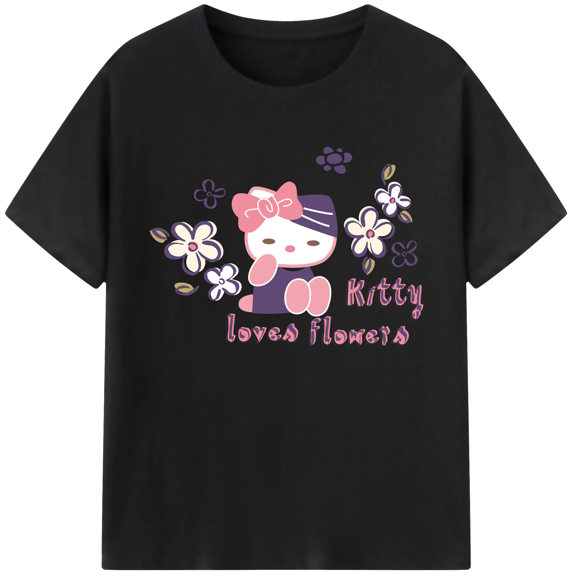 （画像用） Hello Kitty ハローキティ 綿100％ メンズ半袖Tシャツ｜肌触りやわらか＆通気性