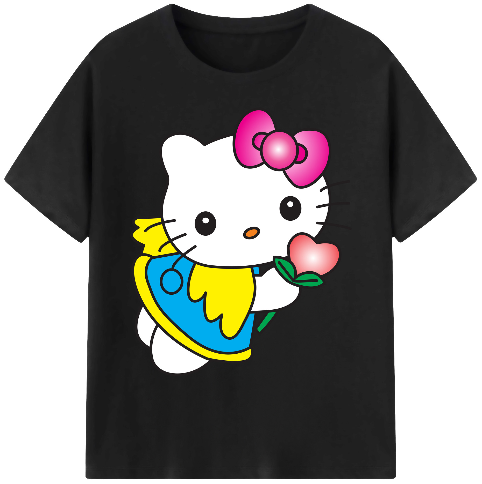 （画像用） Hello Kitty ハローキティ 綿100％ メンズ半袖Tシャツ｜肌触りやわらか＆通気性