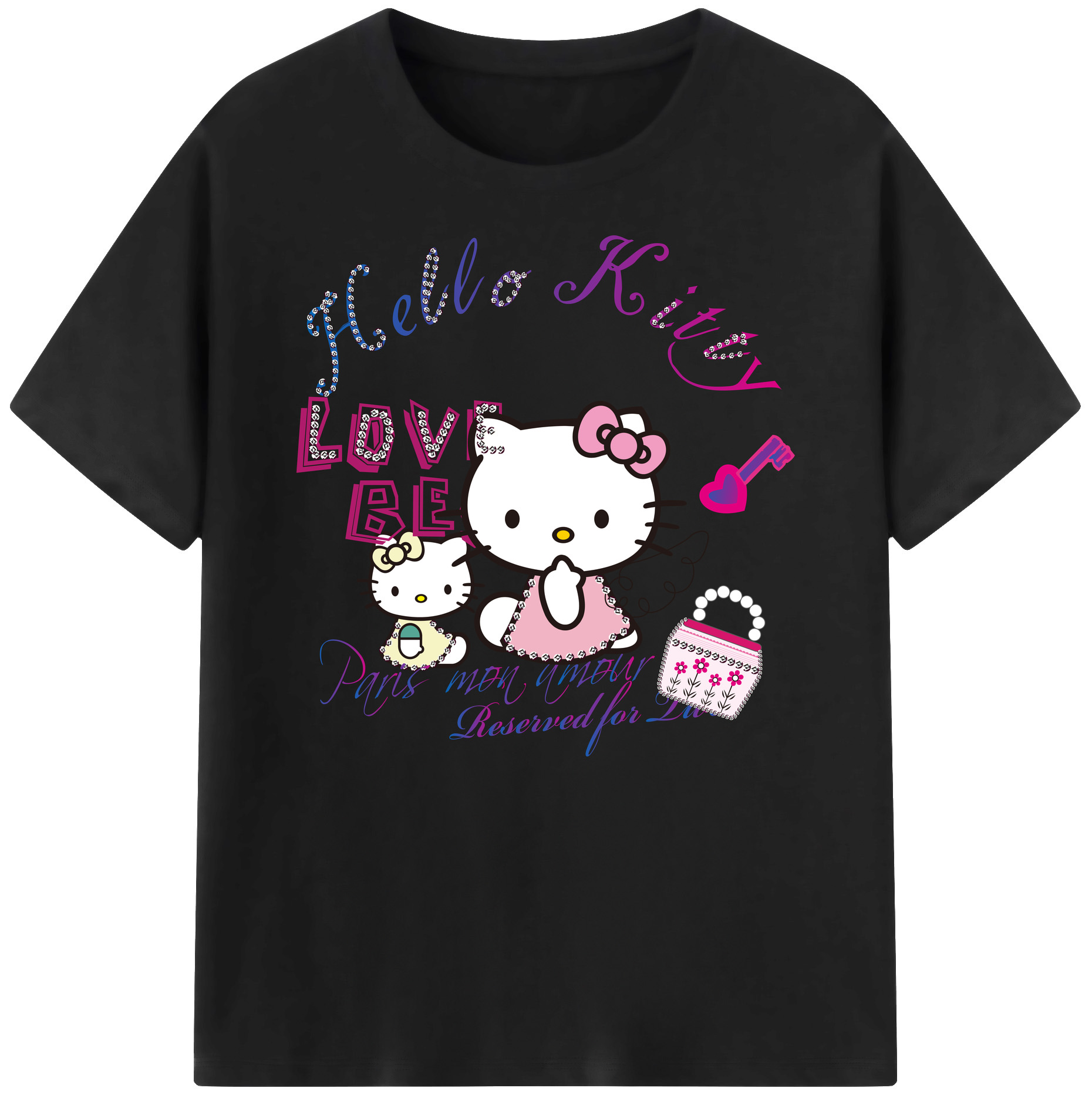 （画像用） Hello Kitty ハローキティ 綿100％ メンズ半袖Tシャツ｜肌触りやわらか＆通気性