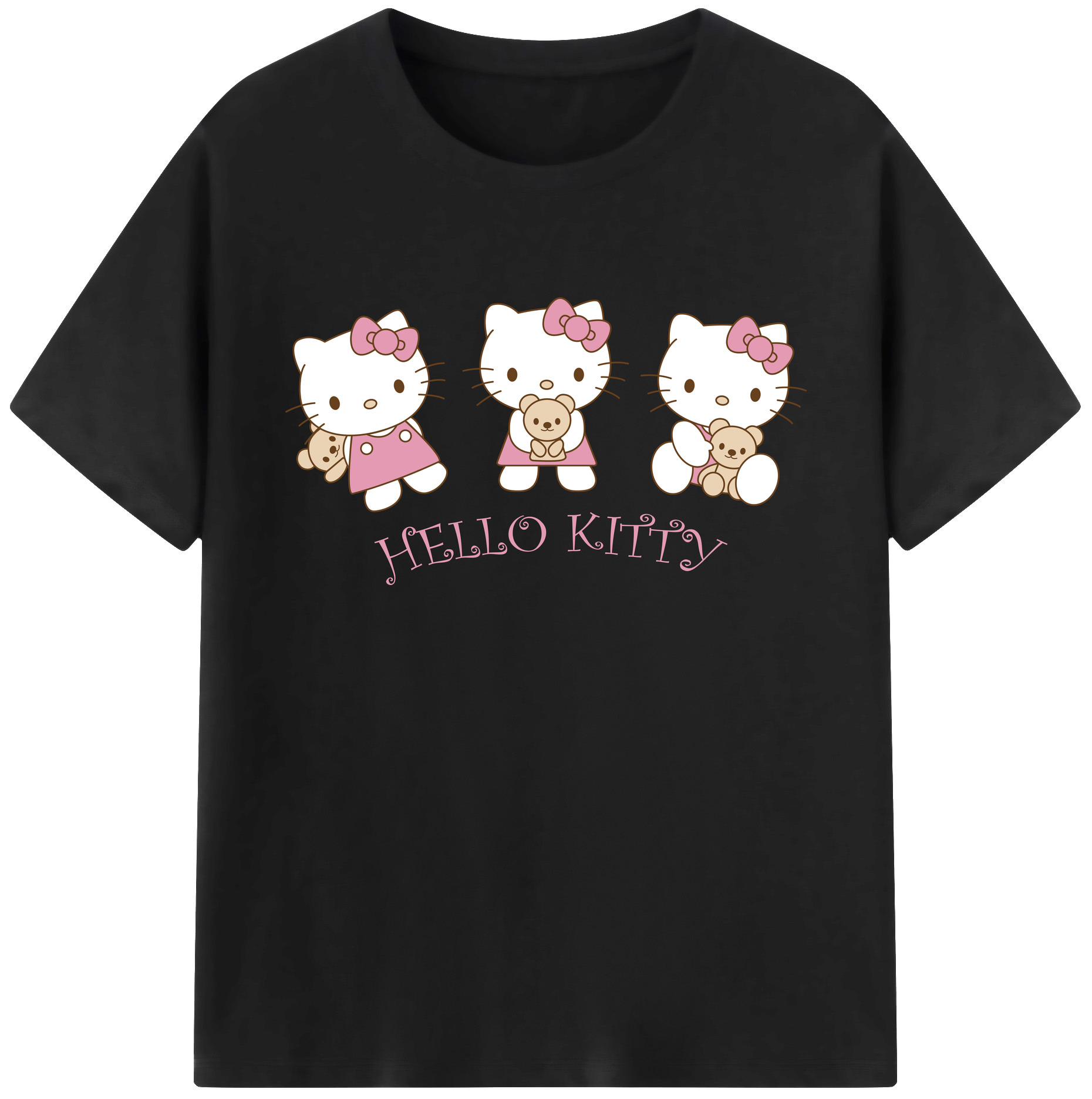 （画像用） Hello Kitty ハローキティ 綿100％ メンズ半袖Tシャツ｜肌触りやわらか＆通気性