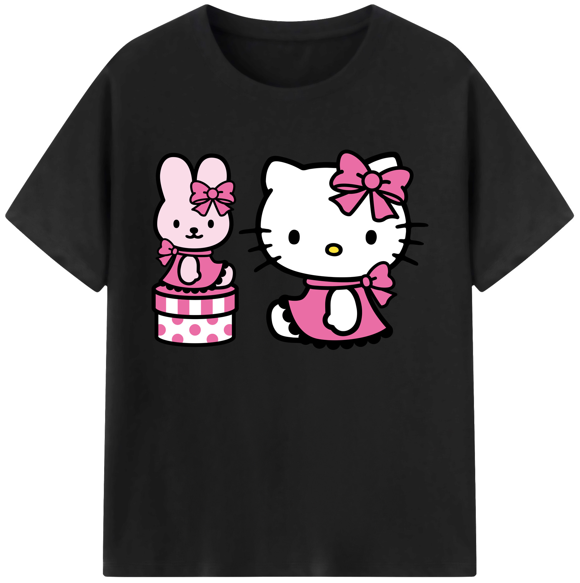 （画像用） Hello Kitty ハローキティ 綿100％ メンズ半袖Tシャツ｜肌触りやわらか＆通気性