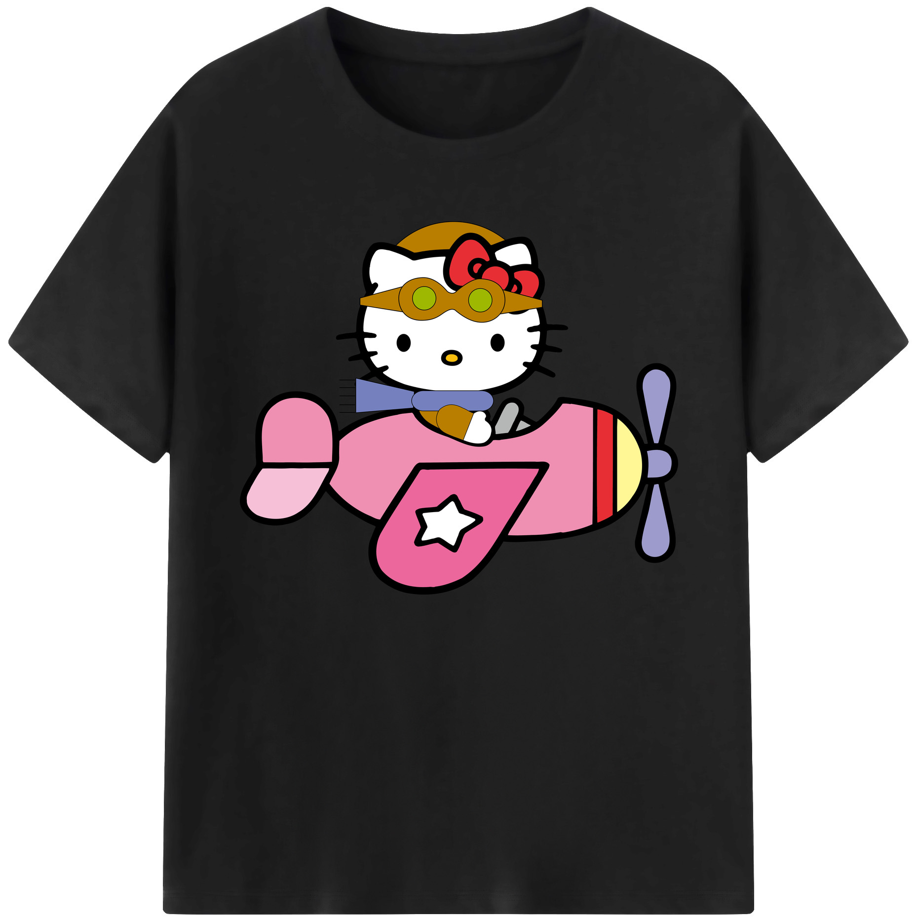 （画像用） Hello Kitty ハローキティ 綿100％ メンズ半袖Tシャツ｜肌触りやわらか＆通気性