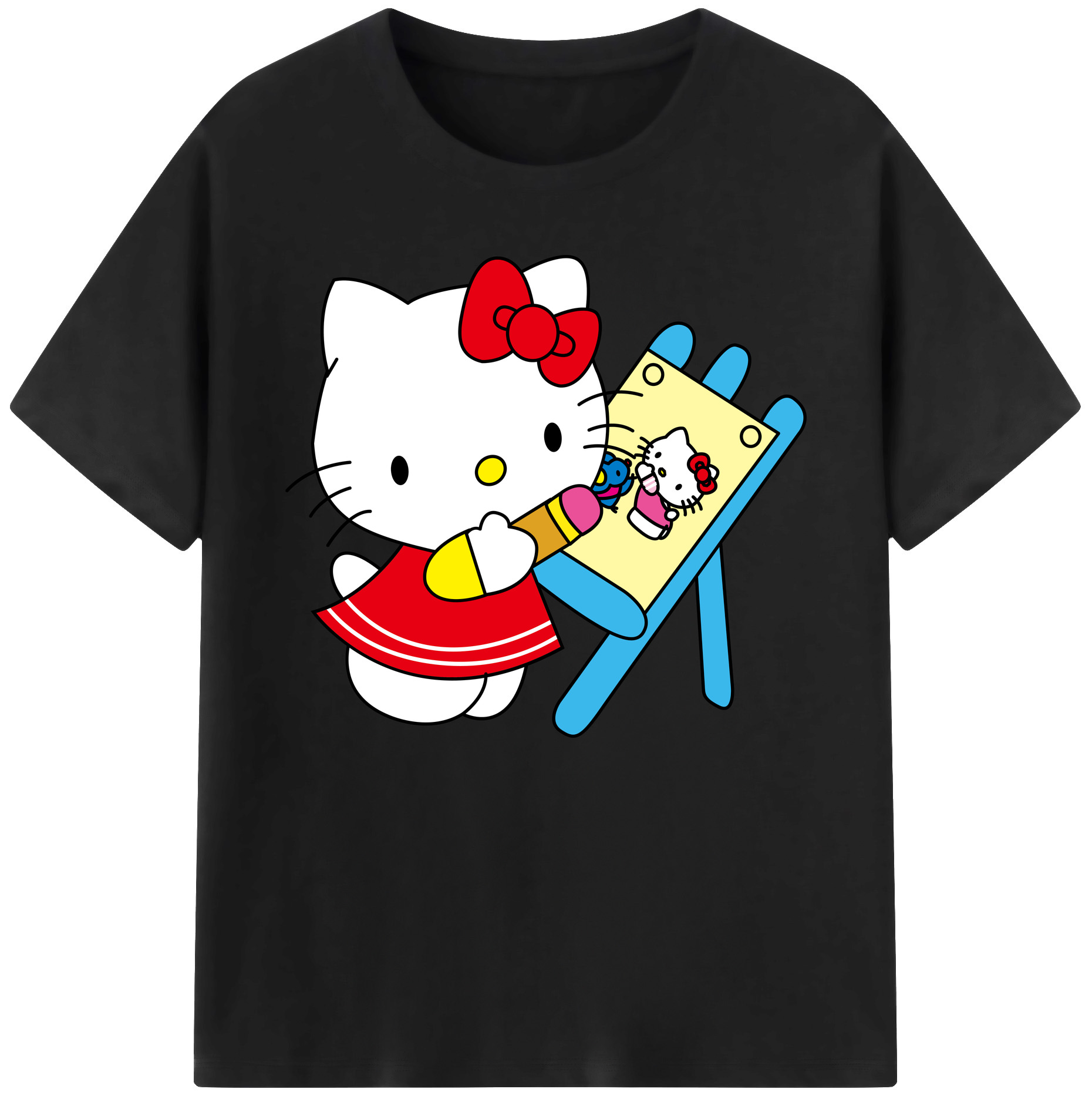 （画像用） Hello Kitty ハローキティ 綿100％ メンズ半袖Tシャツ｜肌触りやわらか＆通気性