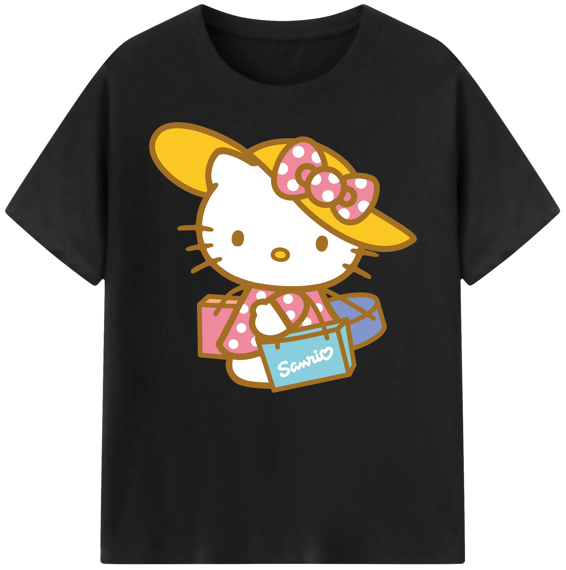 （画像用） Hello Kitty ハローキティ 綿100％ メンズ半袖Tシャツ｜肌触りやわらか＆通気性