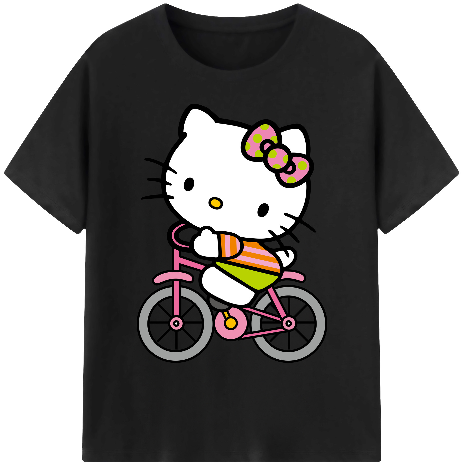 （画像用） Hello Kitty ハローキティ 綿100％ メンズ半袖Tシャツ｜肌触りやわらか＆通気性