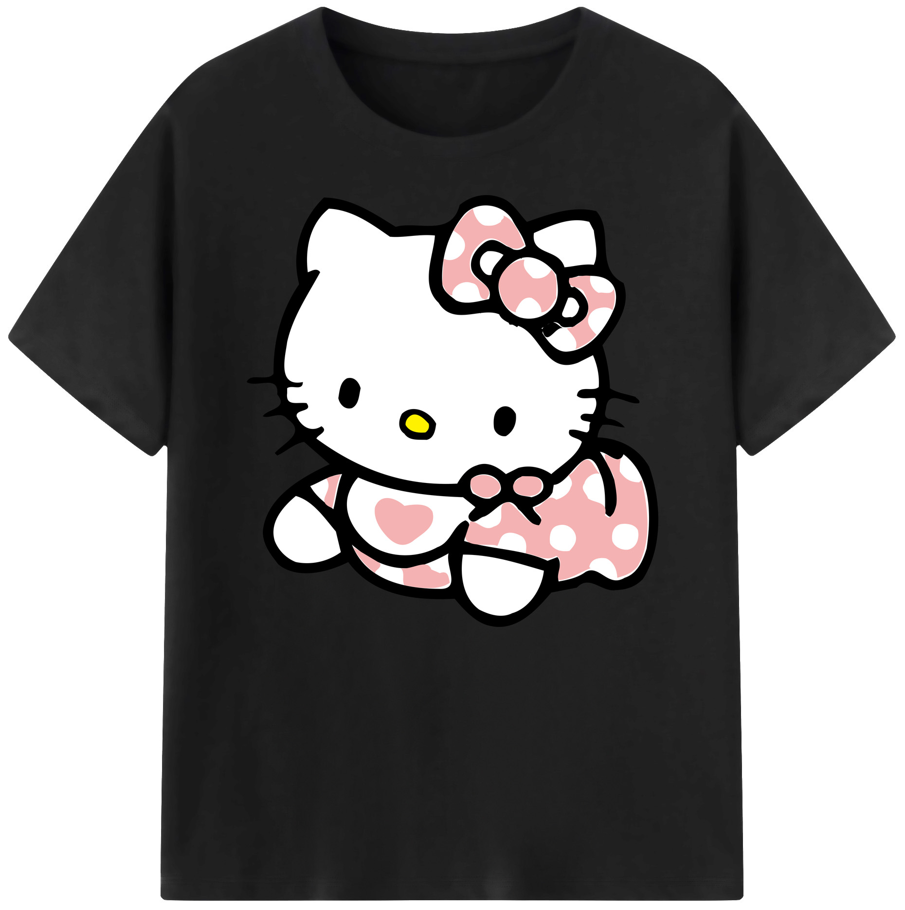 （画像用） Hello Kitty ハローキティ 綿100％ メンズ半袖Tシャツ｜肌触りやわらか＆通気性