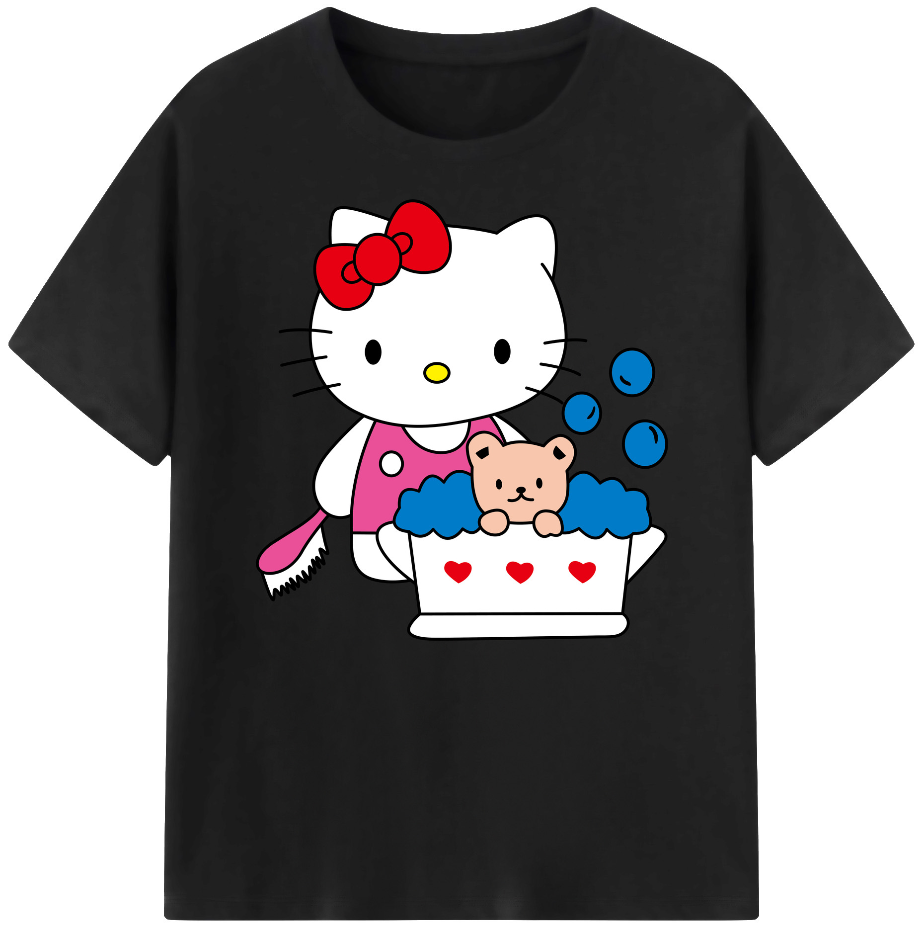 （画像用） Hello Kitty ハローキティ 綿100％ メンズ半袖Tシャツ｜肌触りやわらか＆通気性