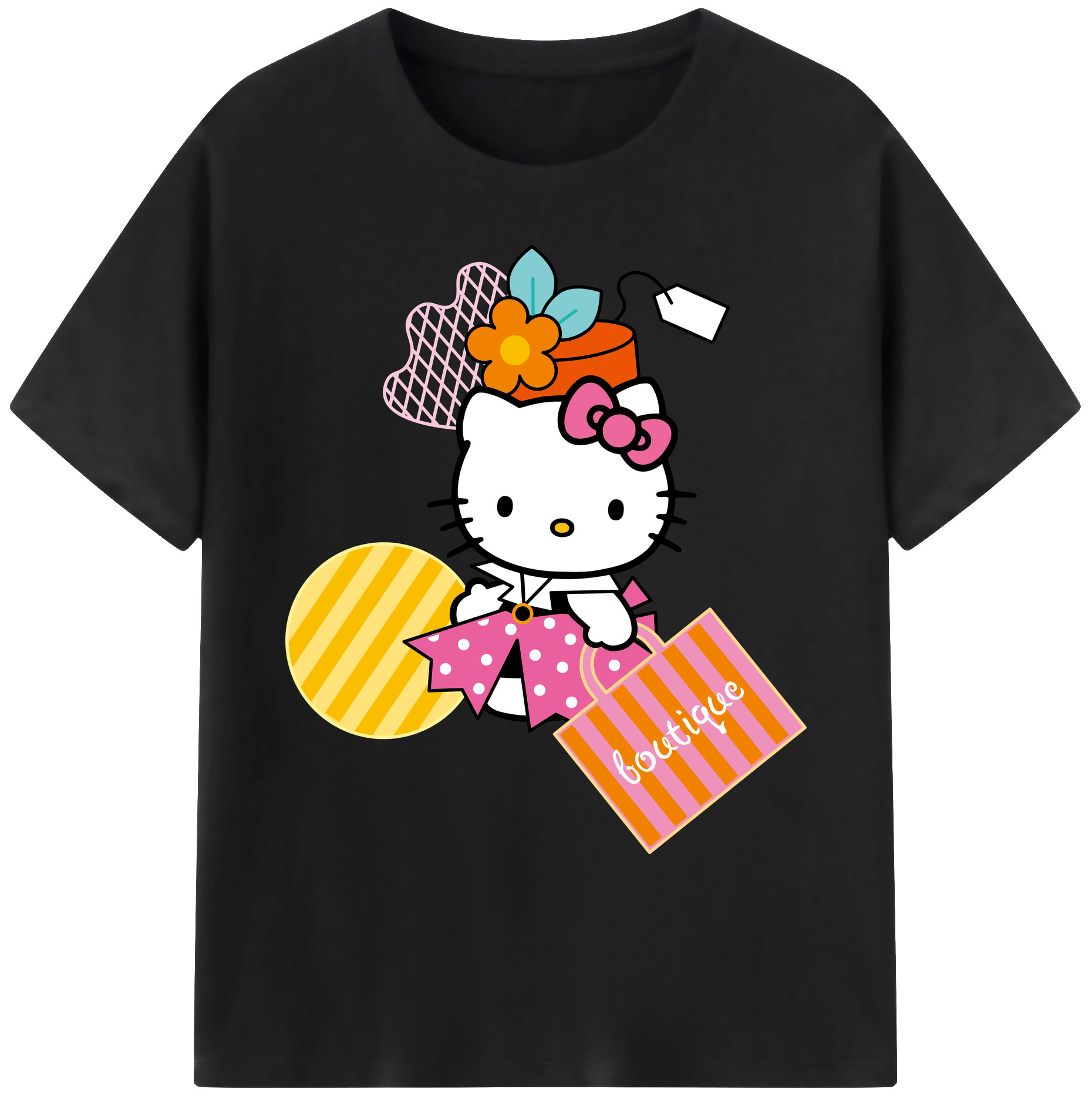 （画像用） Hello Kitty ハローキティ 綿100％ メンズ半袖Tシャツ｜肌触りやわらか＆通気性