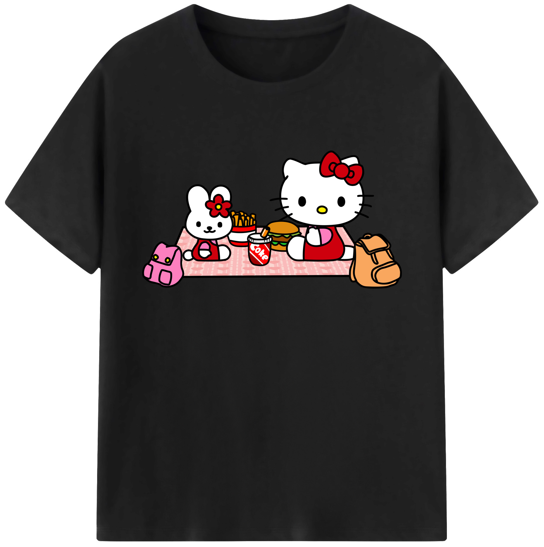 （画像用） Hello Kitty ハローキティ 綿100％ メンズ半袖Tシャツ｜肌触りやわらか＆通気性