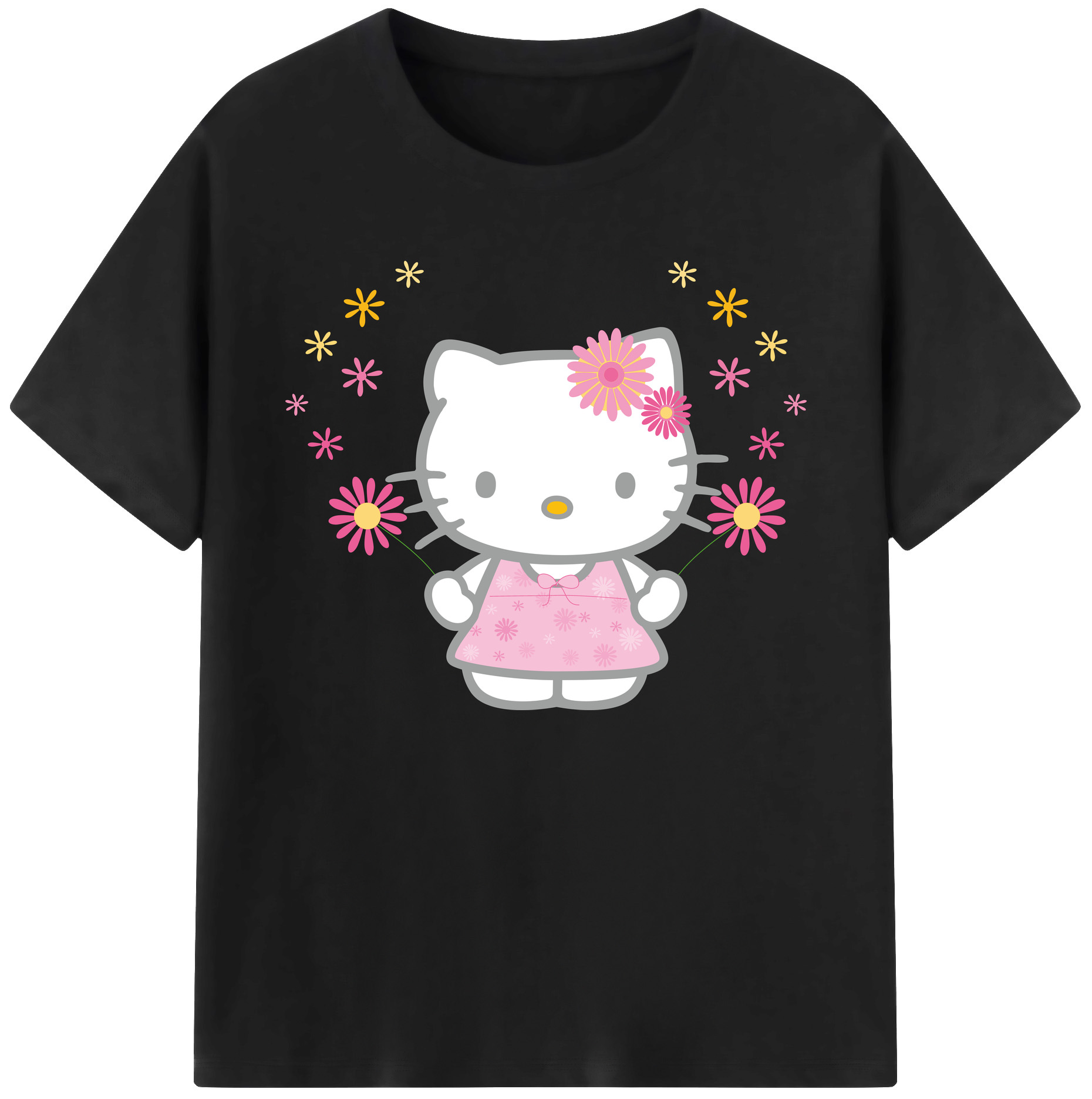 （画像用） Hello Kitty ハローキティ 綿100％ メンズ半袖Tシャツ｜肌触りやわらか＆通気性