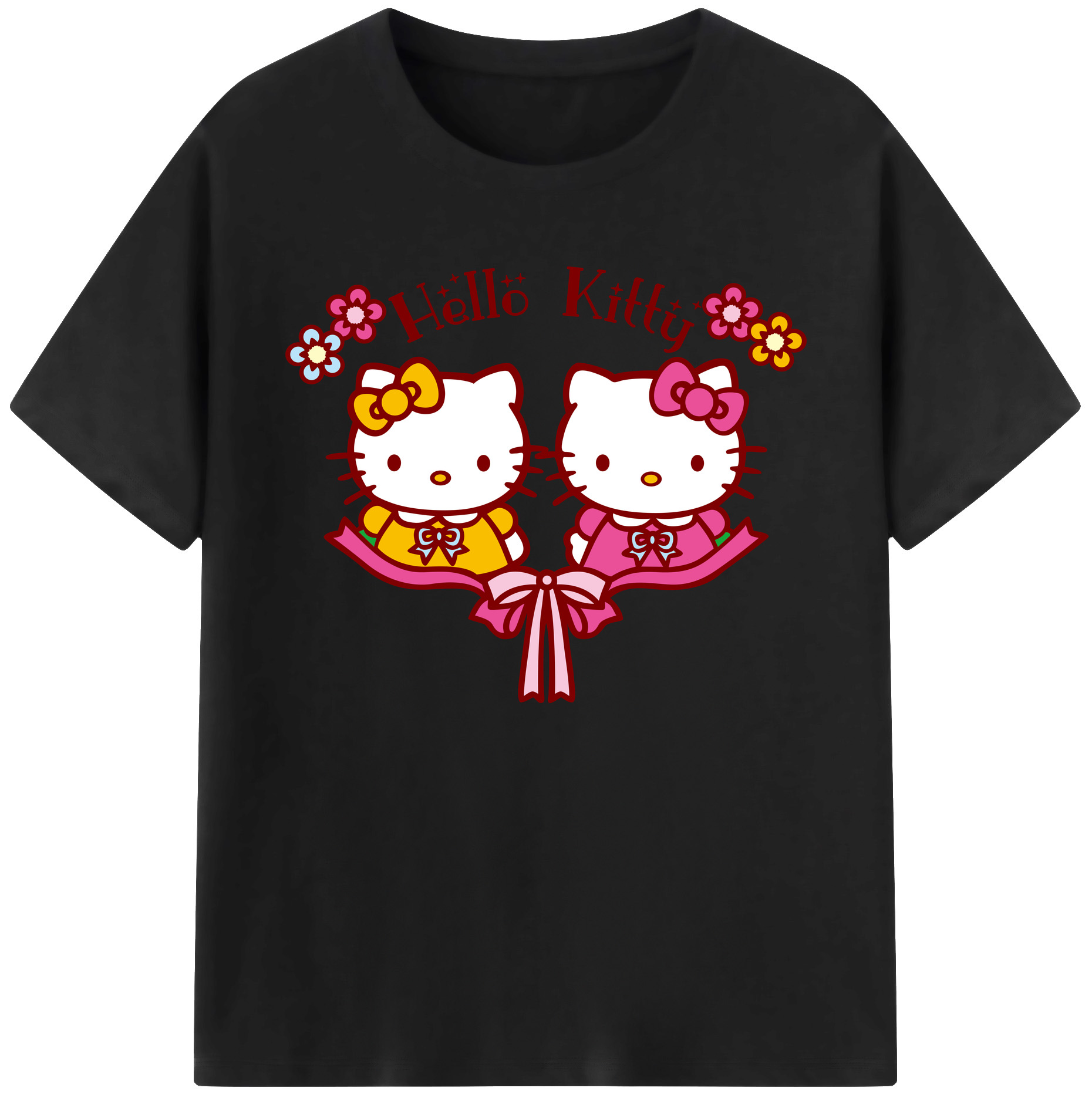 （画像用） Hello Kitty ハローキティ 綿100％ メンズ半袖Tシャツ｜肌触りやわらか＆通気性