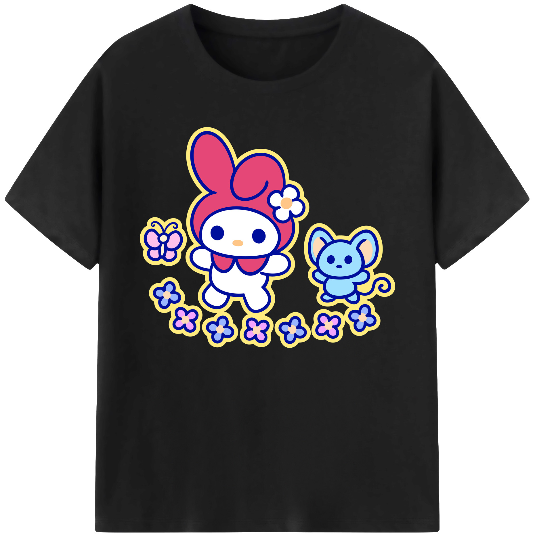 （画像用） Hello Kitty ハローキティ 綿100％ メンズ半袖Tシャツ｜肌触りやわらか＆通気性
