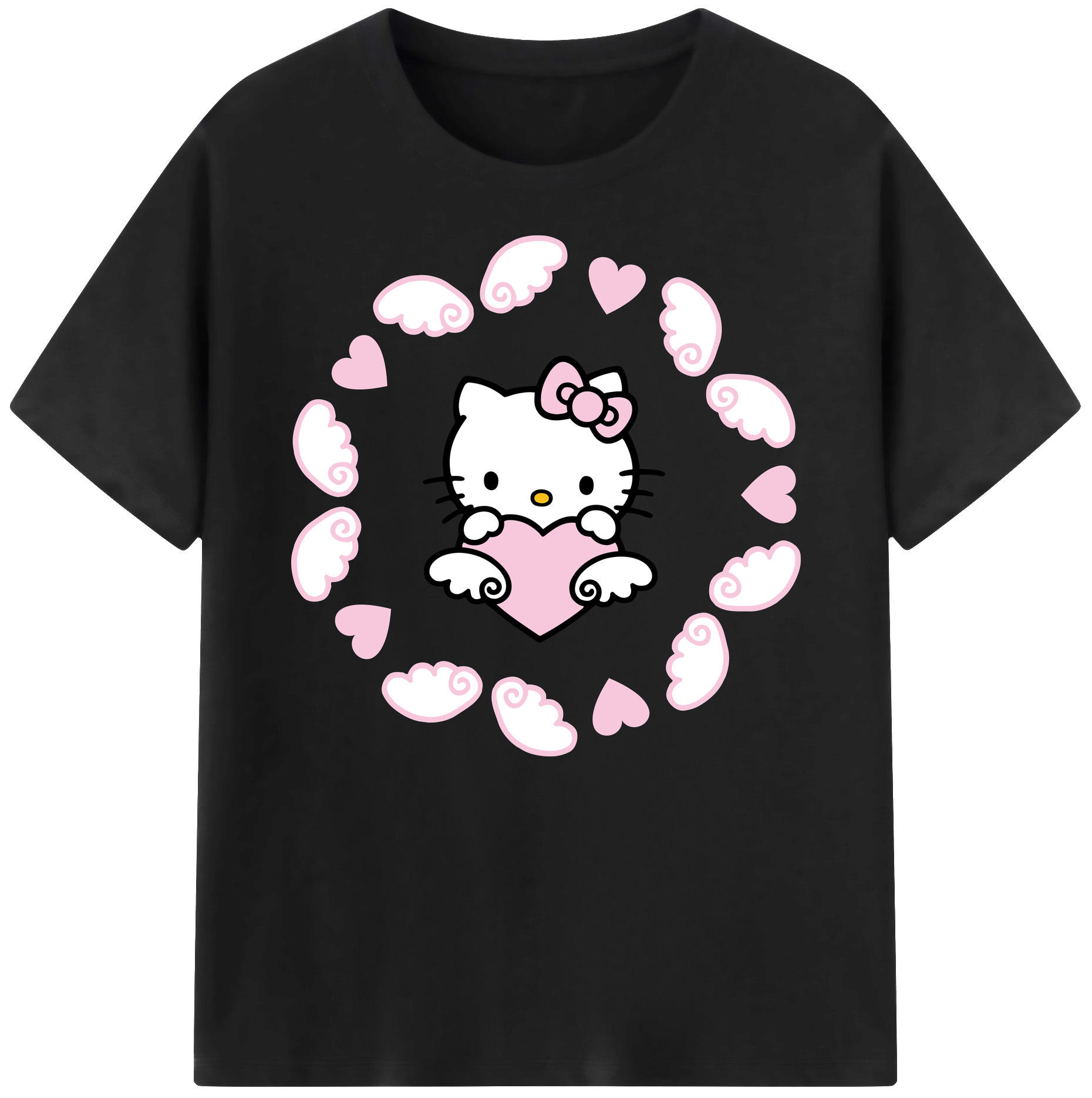 （画像用） Hello Kitty ハローキティ 綿100％ メンズ半袖Tシャツ｜肌触りやわらか＆通気性