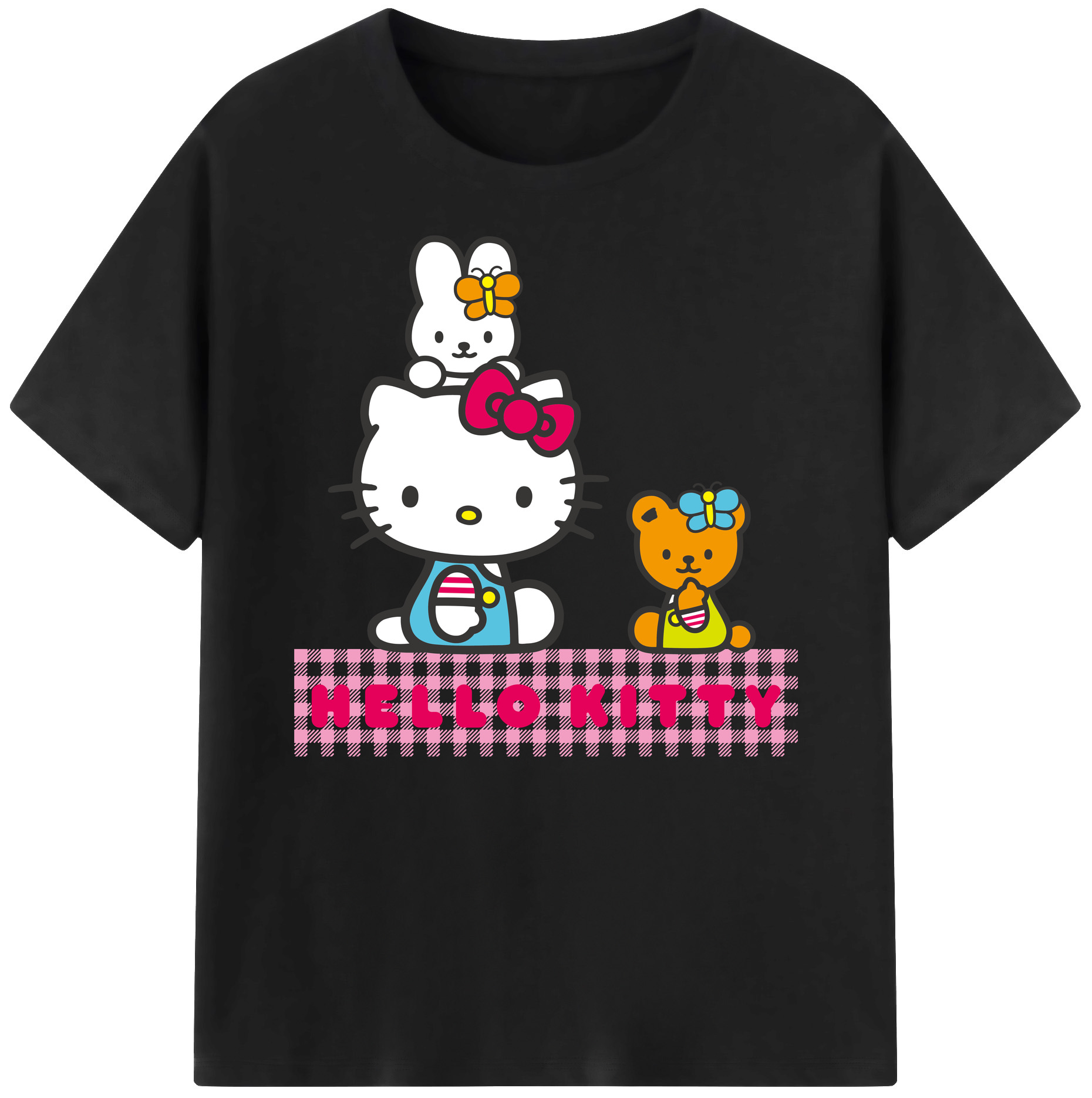 （画像用） Hello Kitty ハローキティ 綿100％ メンズ半袖Tシャツ｜肌触りやわらか＆通気性