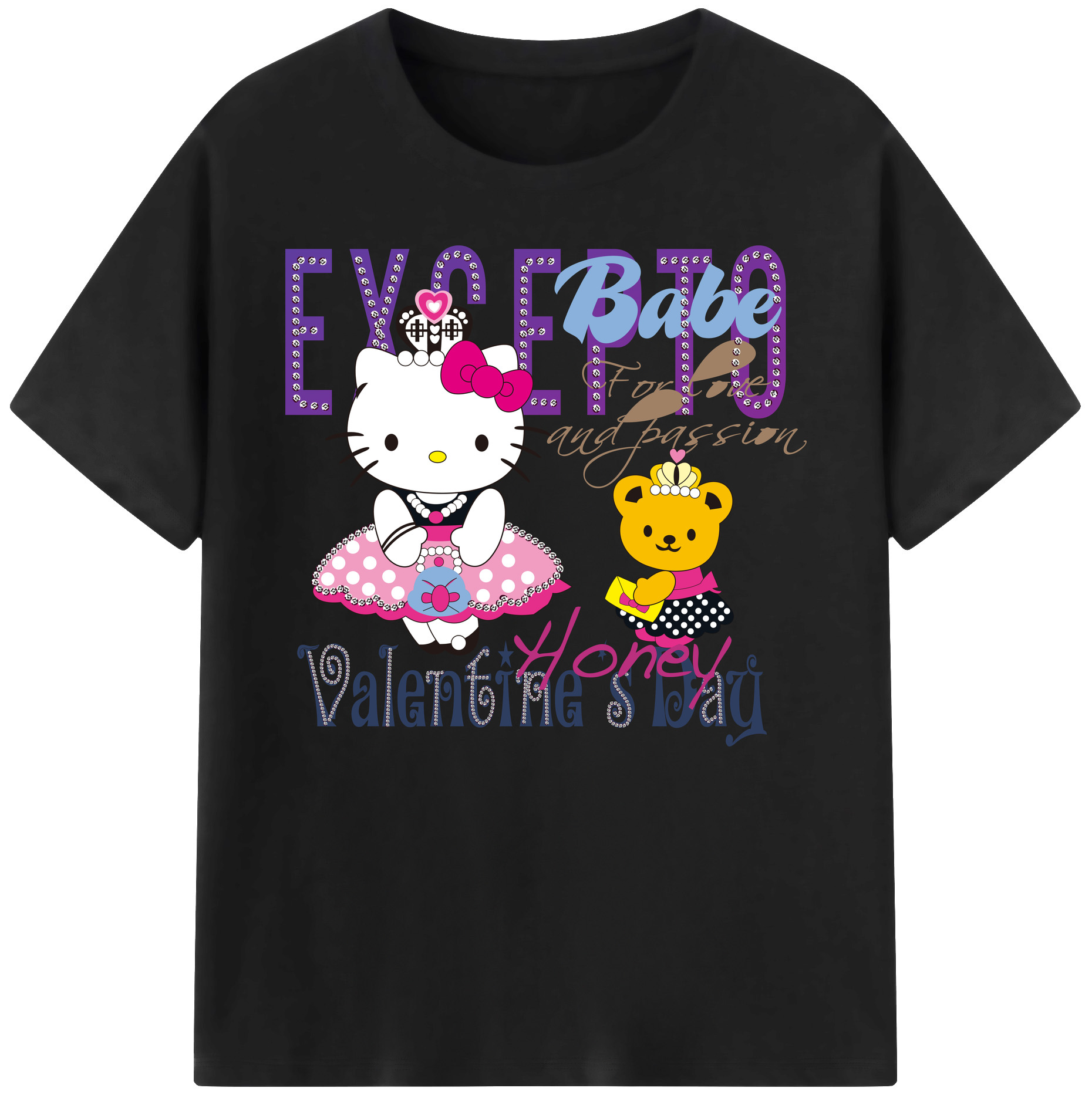 （画像用） Hello Kitty ハローキティ 綿100％ メンズ半袖Tシャツ｜肌触りやわらか＆通気性