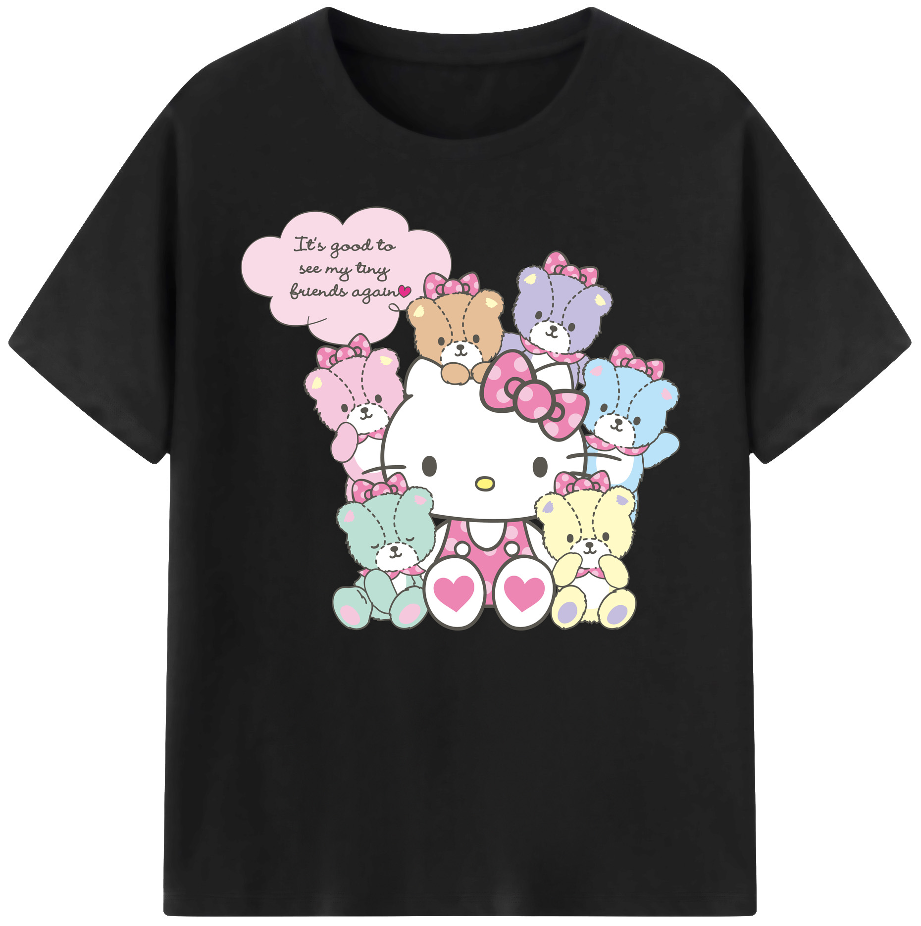 （画像用） Hello Kitty ハローキティ 綿100％ メンズ半袖Tシャツ｜肌触りやわらか＆通気性