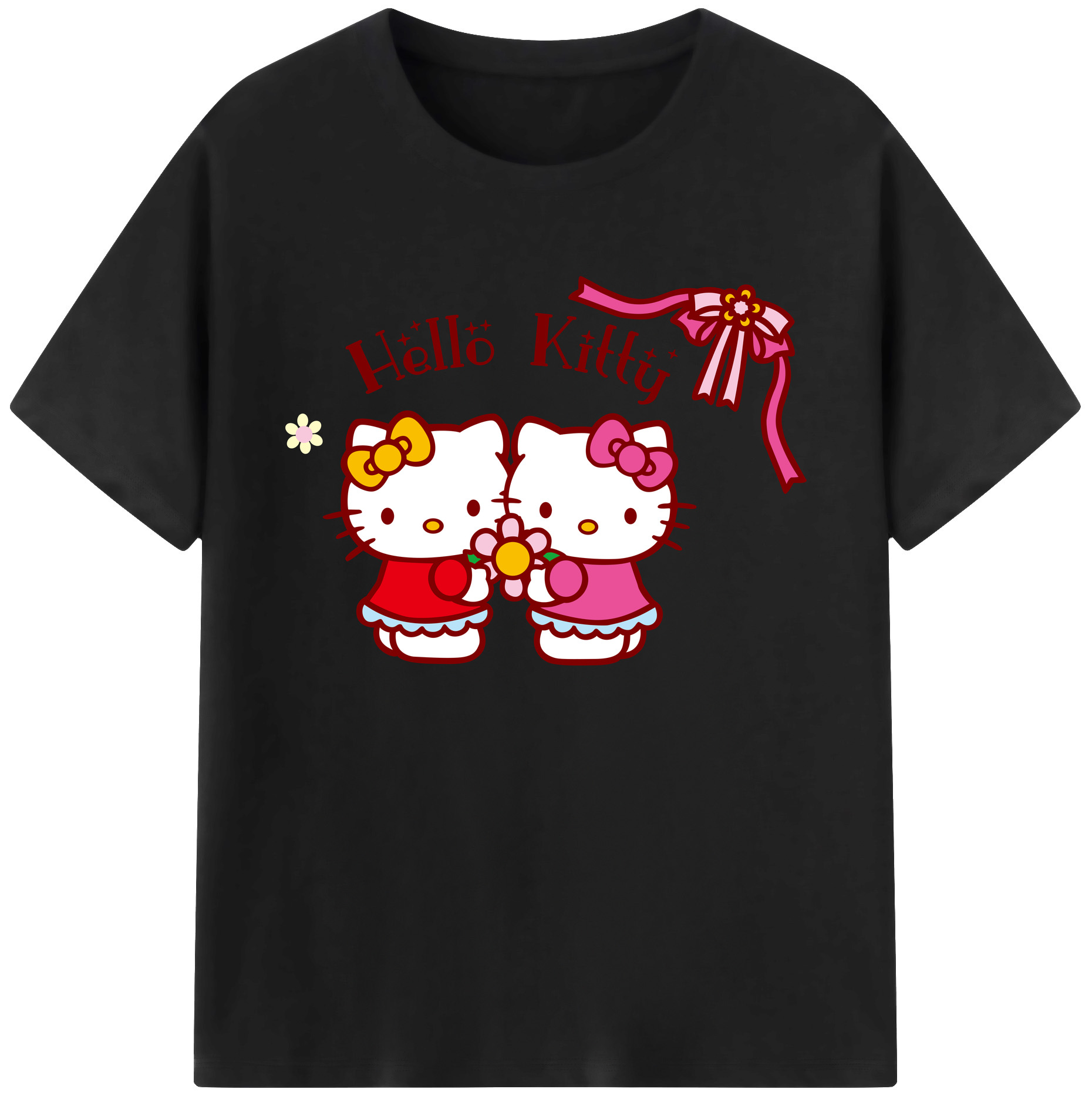 （画像用） Hello Kitty ハローキティ 綿100％ メンズ半袖Tシャツ｜肌触りやわらか＆通気性