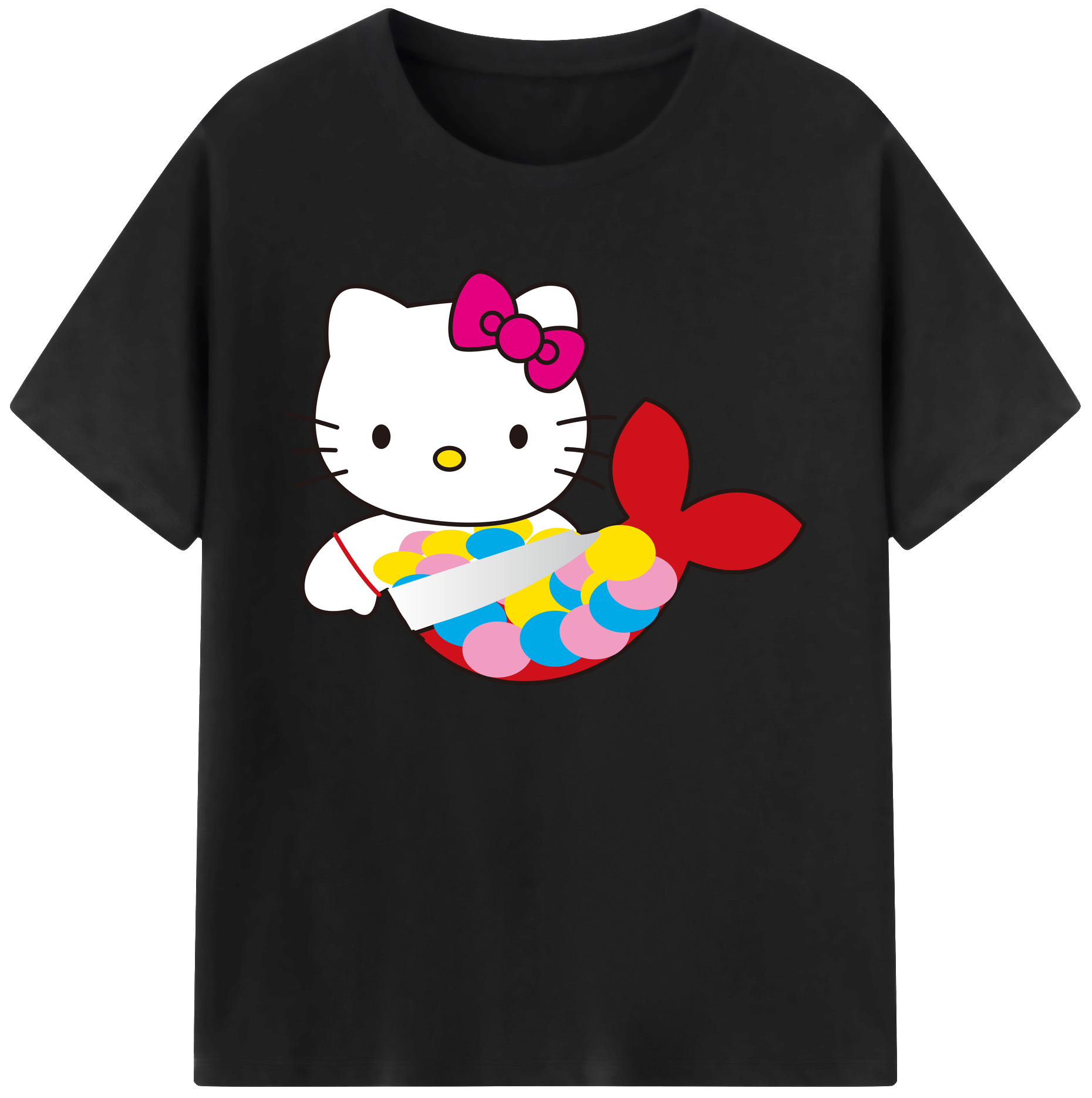 （画像用） Hello Kitty ハローキティ 綿100％ メンズ半袖Tシャツ｜肌触りやわらか＆通気性